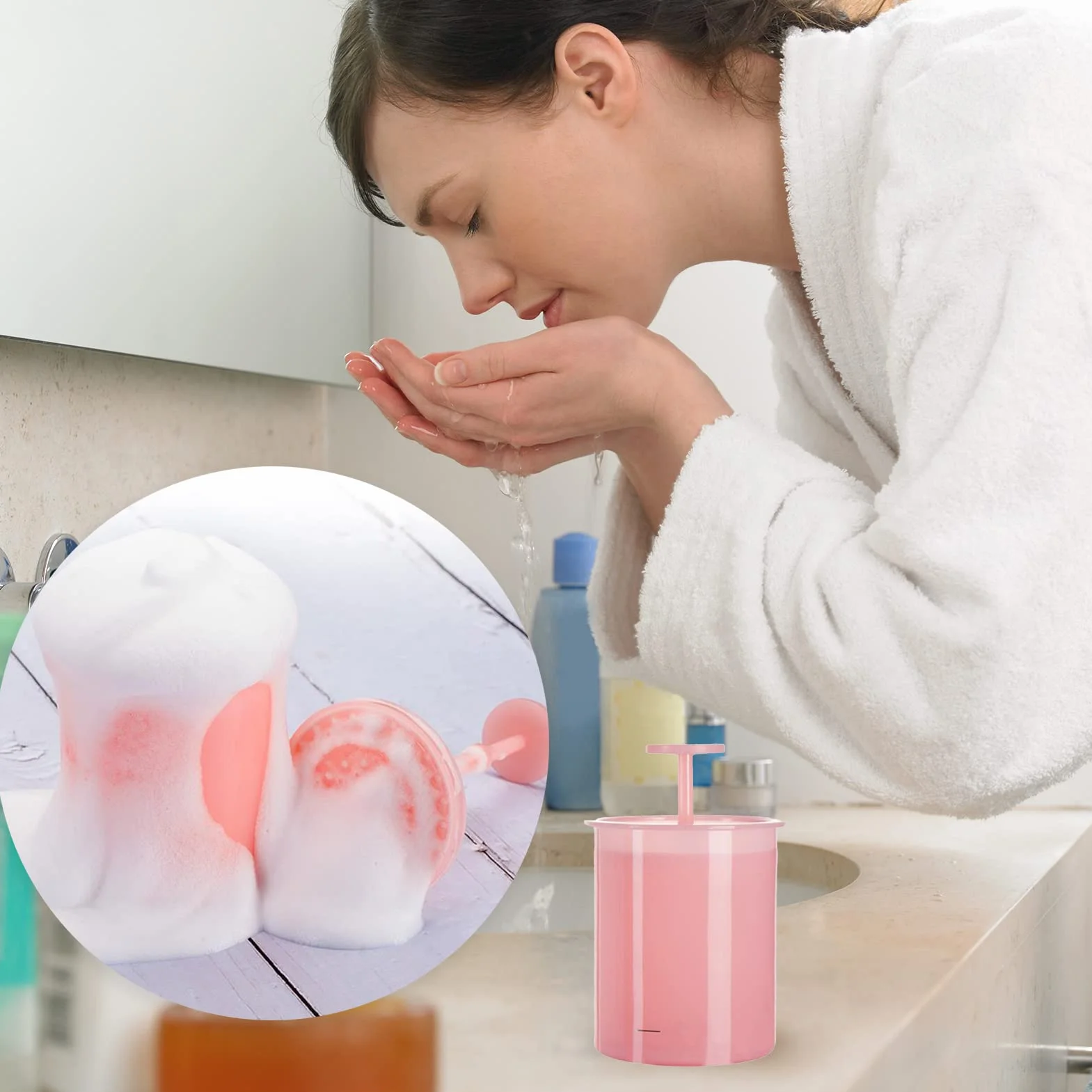 SZXMDKH Espuma para hacer burbujas de plástico portátil limpiador facial cuidado de la piel