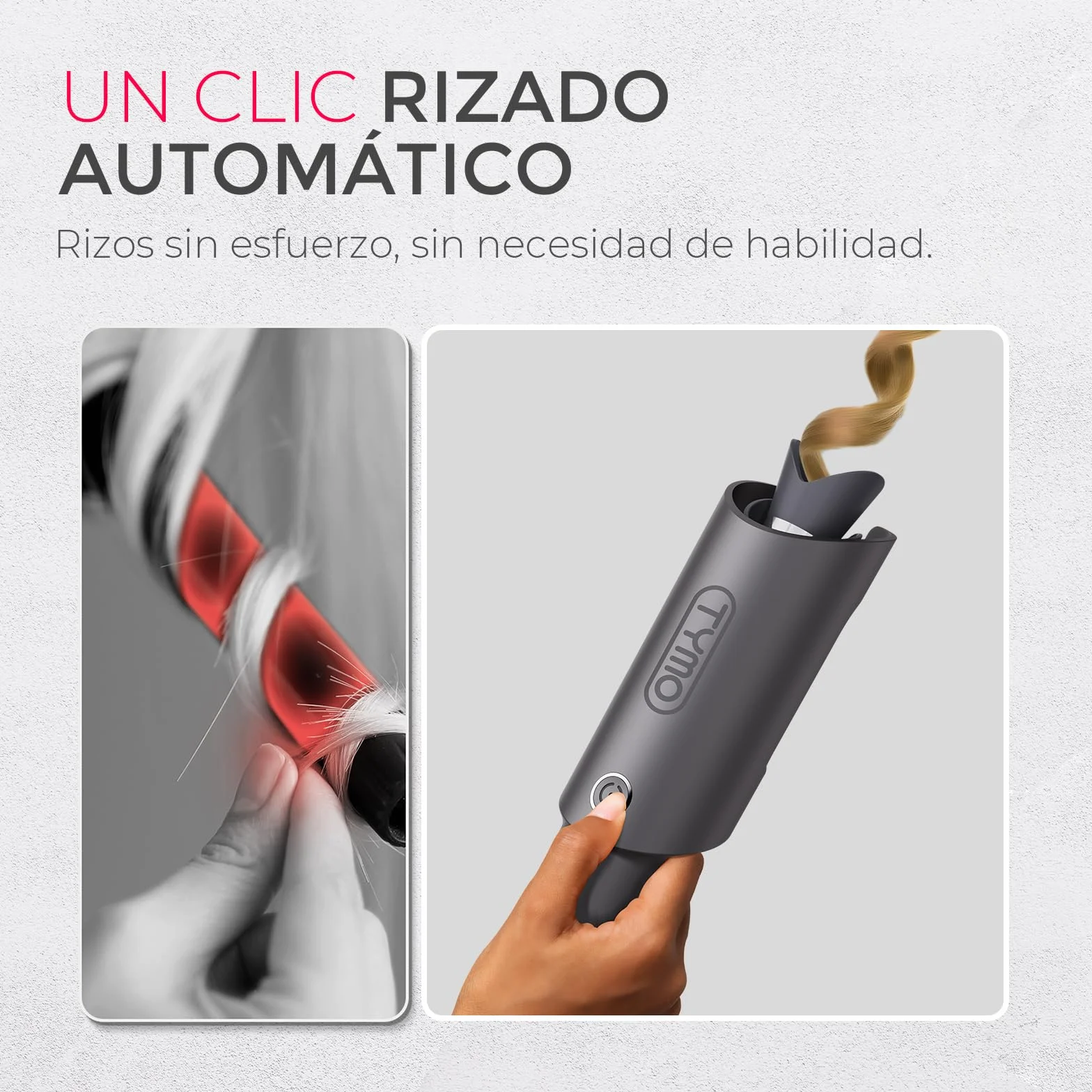 TYMO CURLPRO Rizador de Pelo Automático 25 mm 160-210℃ Cerámica Gris Metálico
