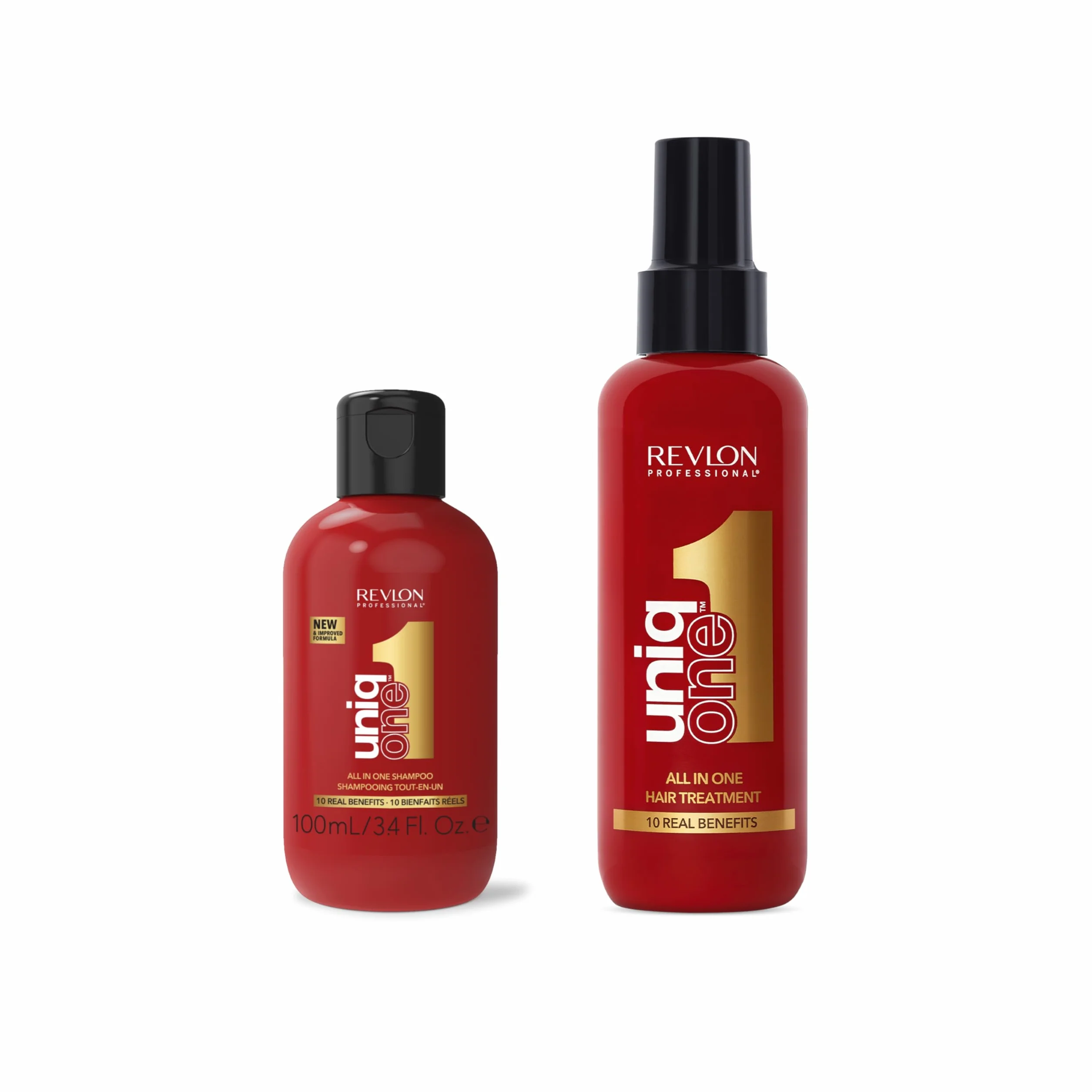 Revlon Professional UniqOne Set de Cuidado con Neceser Tratamiento Capilar Sin Aclarado Anti Frizz Protección Térmica 150 ml Champú 100 ml