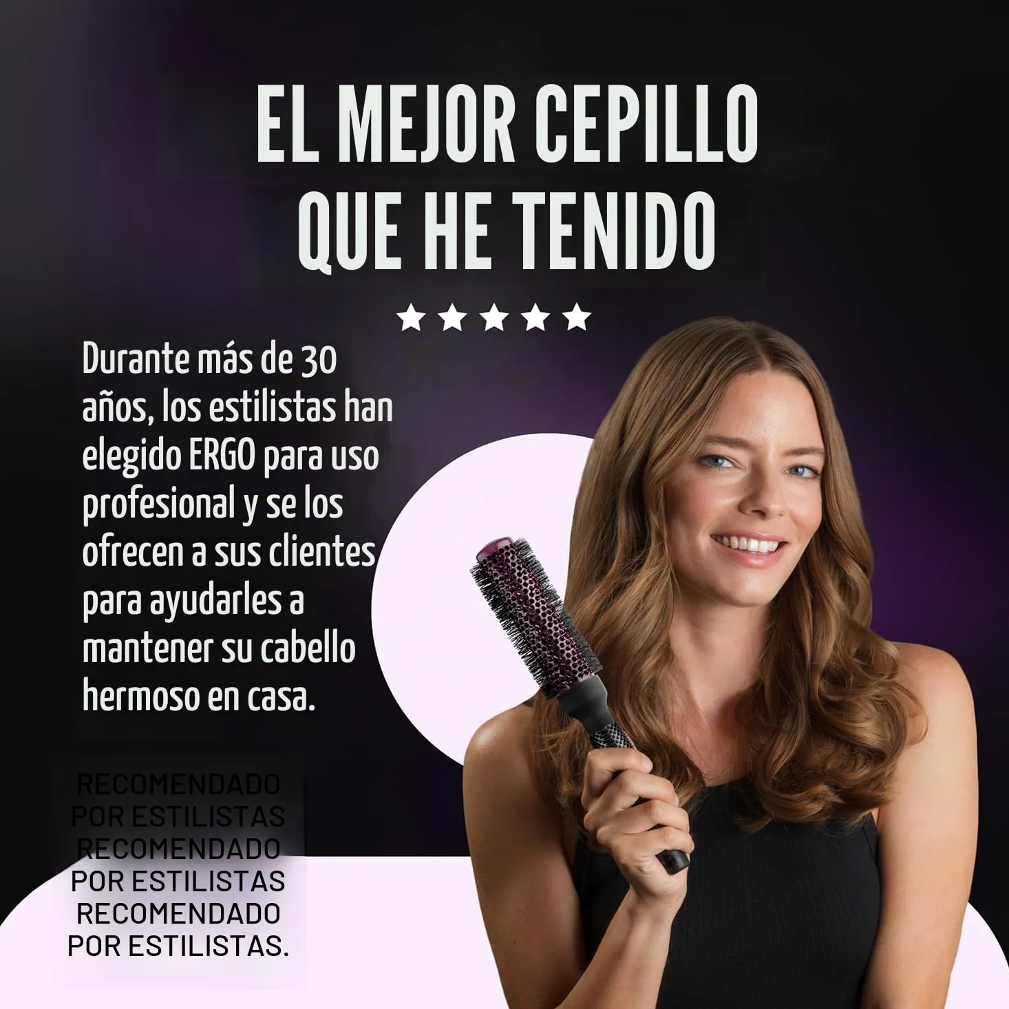 ERGO Cepillo de pelo redondo súper suave para soplar, cepillos de salón de calidad de salón para mujeres, cepillo voluminizador, uso en húmedo y seco, ERG43: 1.75