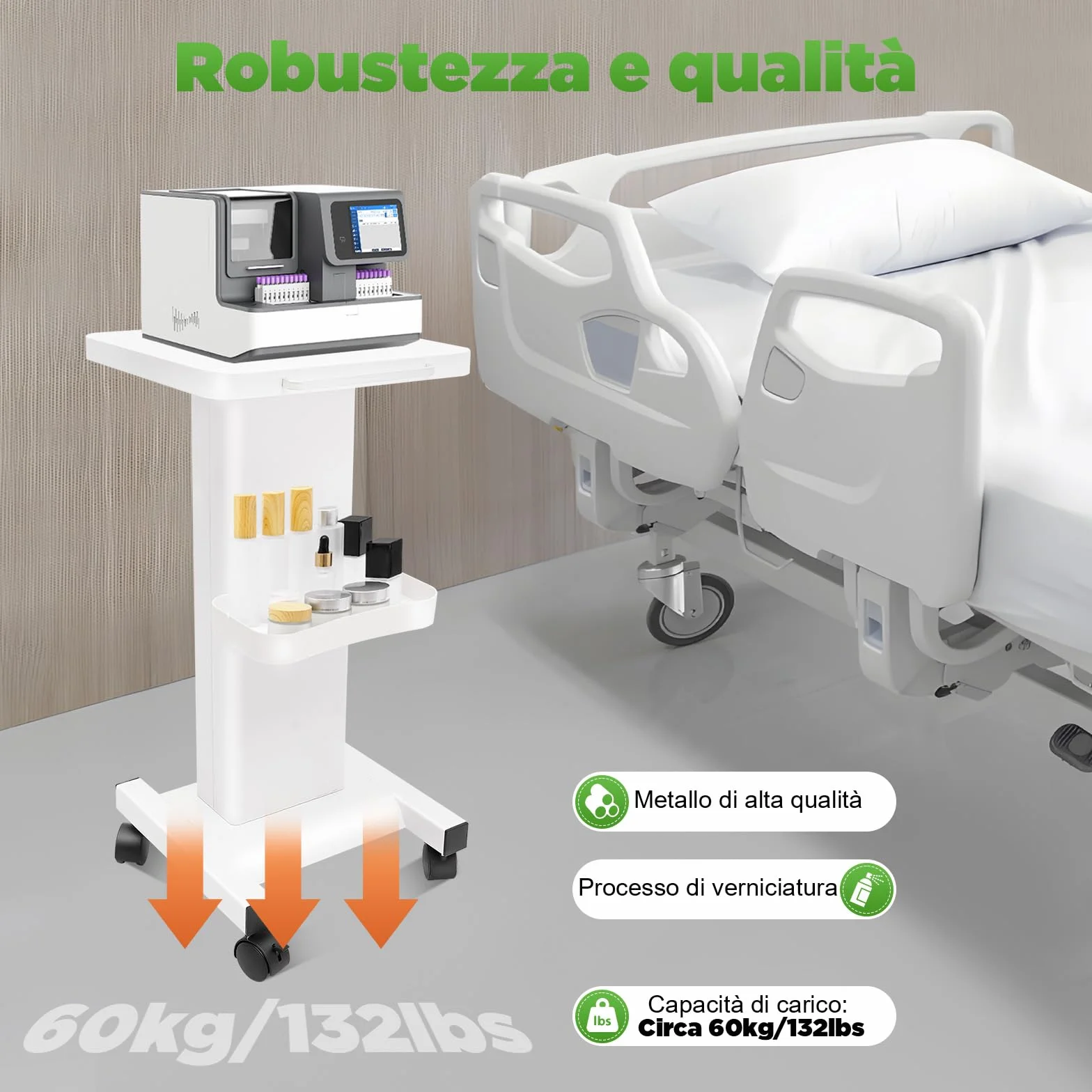 Carro de salón de belleza móvil con ruedas blanco - Soporte para herramientas de spa