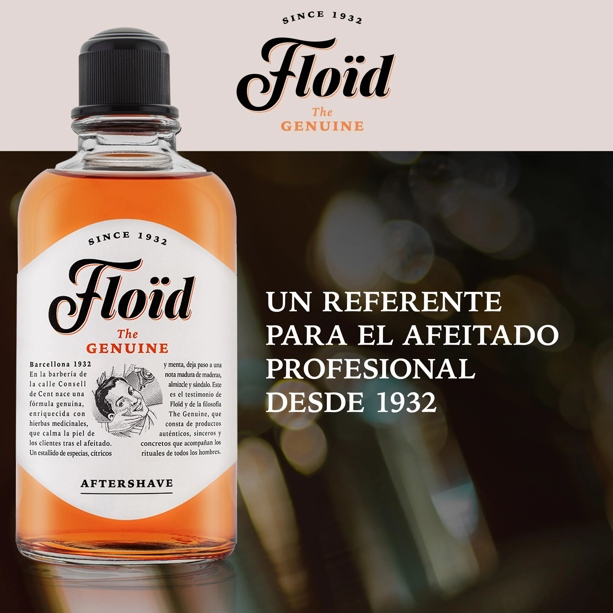 Floid After shave Lotion The Genuine 400ml bálsamo barba mentol refrescante tónico facial reequilibra regenera reduce irritación