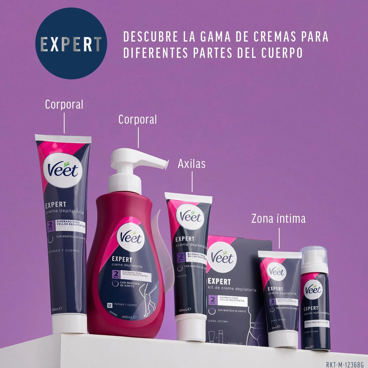 Veet Expert Kit Depilación Zonas Íntimas Crema Depilatoria Mujer 50ml Espuma Multi-Beneficios 50ml