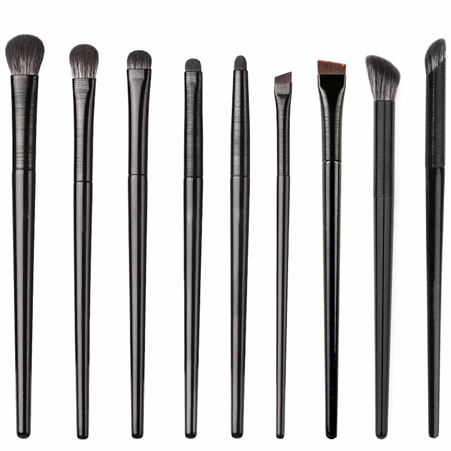 Kit de Brochas de Maquillaje Profesional 9 Piezas Set de Brochas para Sombras Delineado Difuminado Negro