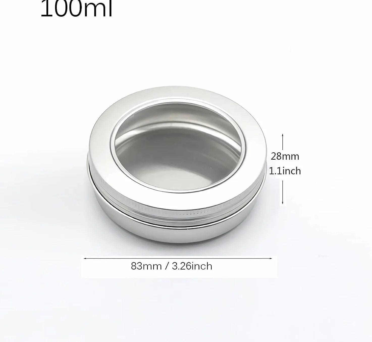 Tarro de plástico para cosméticos, 24 Unidades de 150 ml con Tapas Rosca, Ventana Transparente for Vela, bálsamo Labial cosmético, ungüento(100ml)