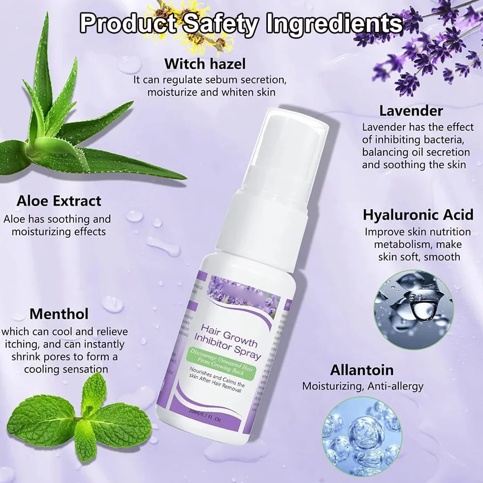 Spray Depilatorio Inhibidor del Crecimiento del Cabello, 20 ml