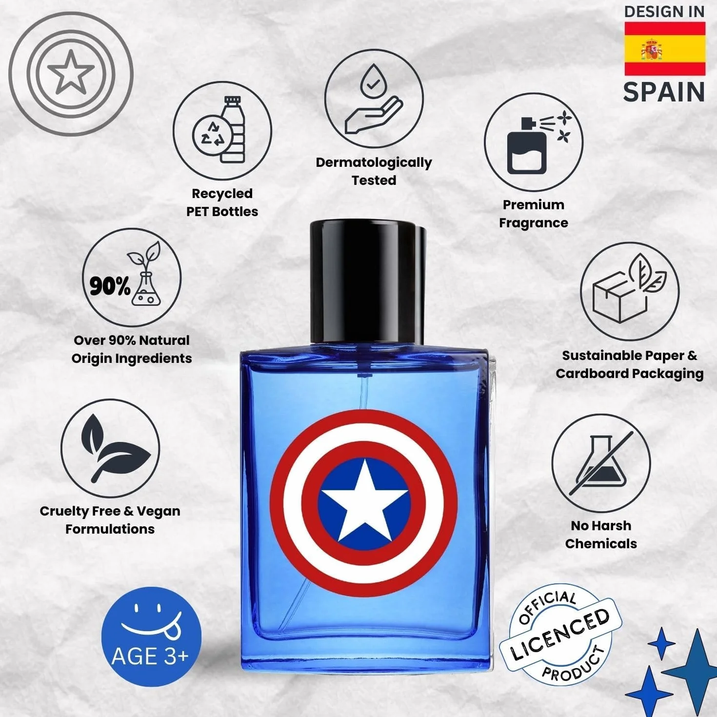 Marvel Captain America Eau de Toilette 100 ml Perfume en aerosol vegano