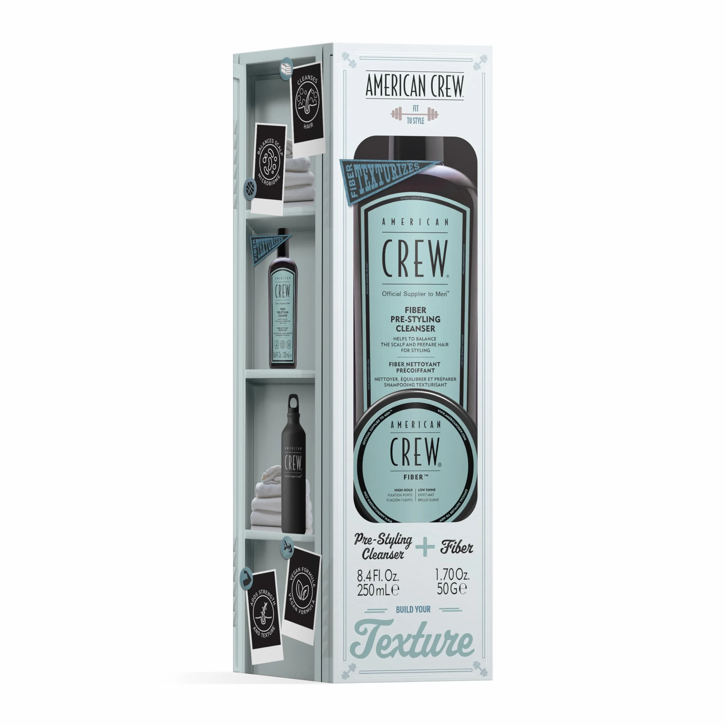 American Crew Duo Fiber Set Regalo Champú Pre-Styling Cleanser 250ml Fiber Classic 50g Hombres