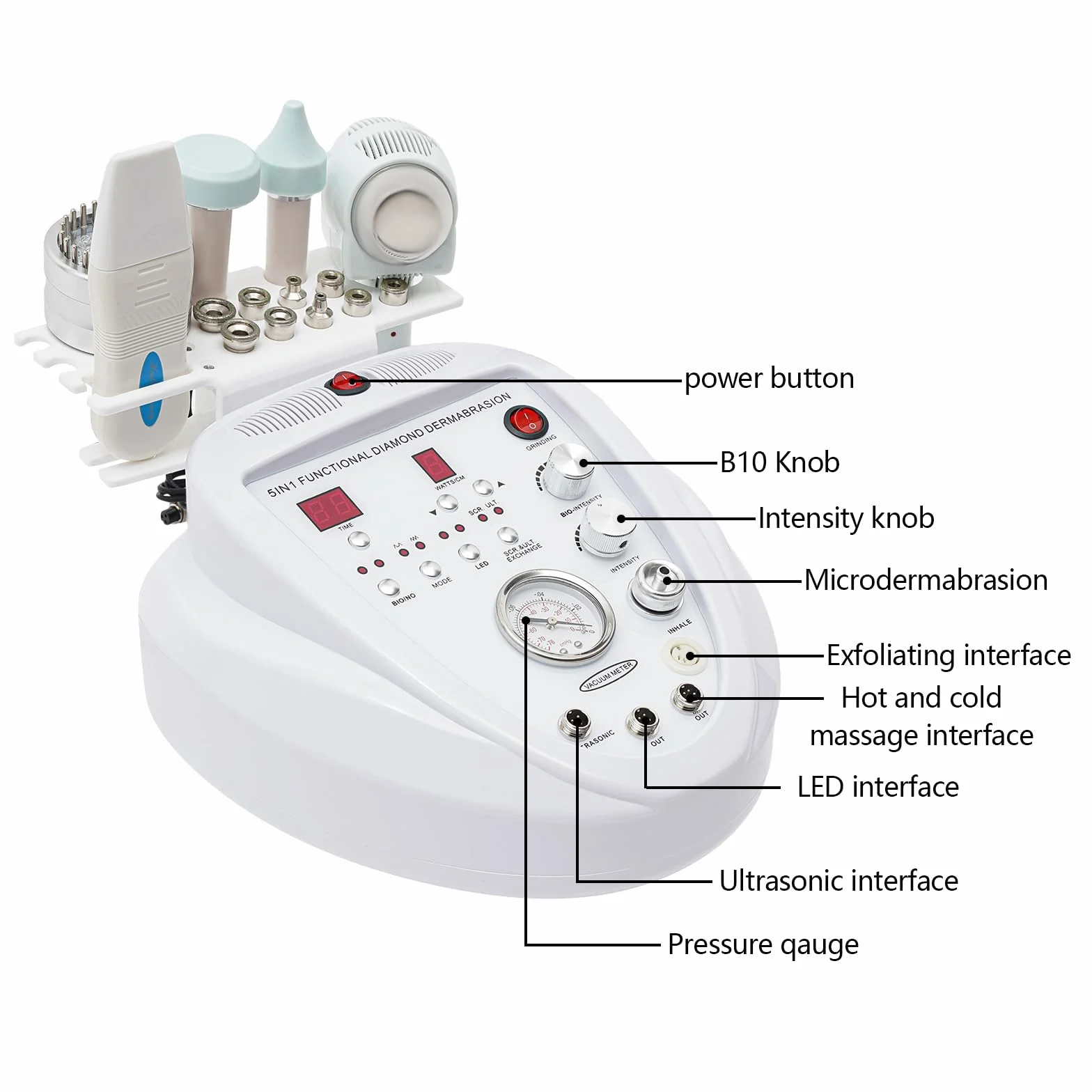 5 en 1 máquina profesional de dermoabrasión diamante dispositivo microdermoabrasión cuidado facial belleza cuidado facial dermoabrasión equipo