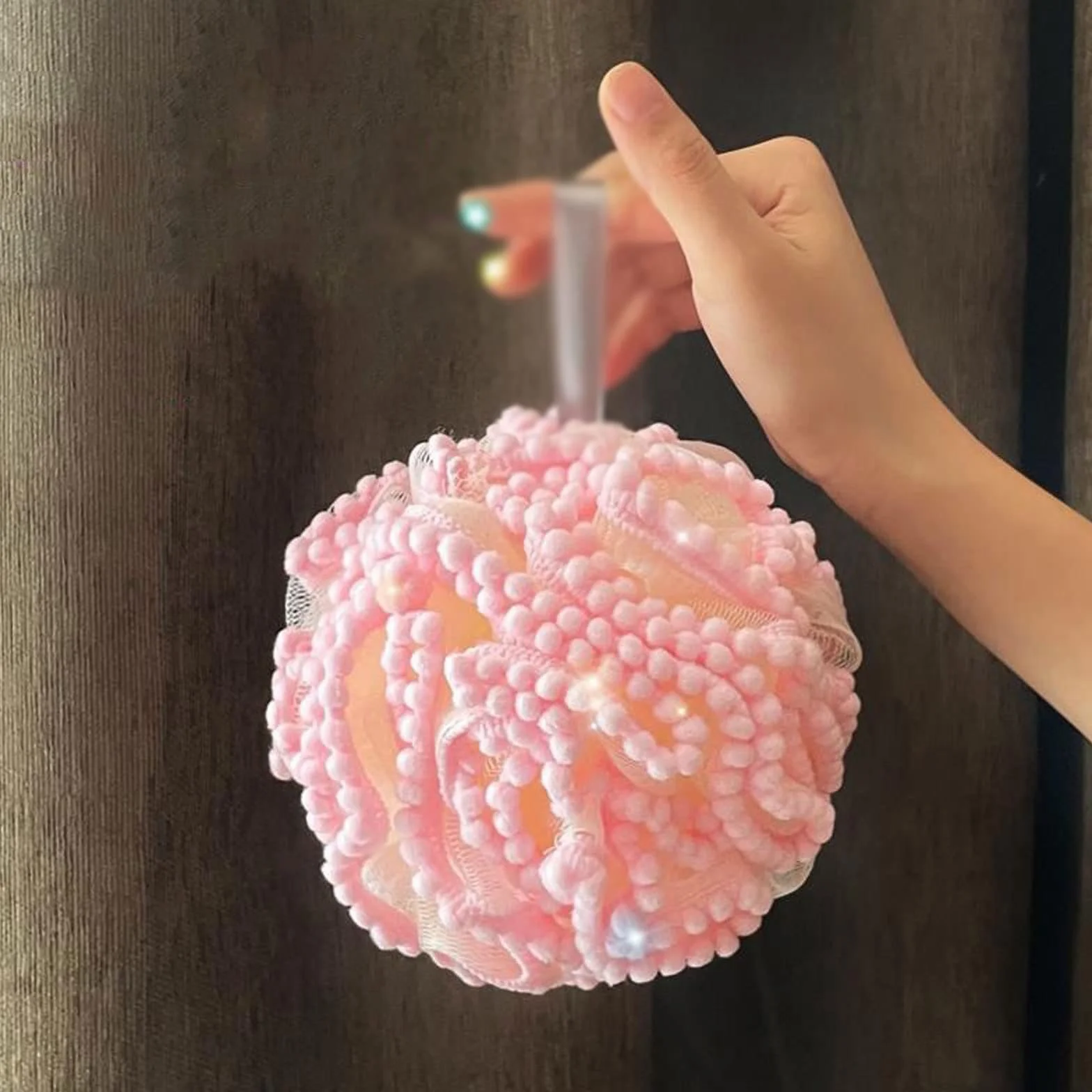 Esponja suave de esponja de esponja de esponja de esponja de baño para lavado en seco, toalla de frotamiento de espuma para ducha, bola de baño, esponja de malla (rosa)