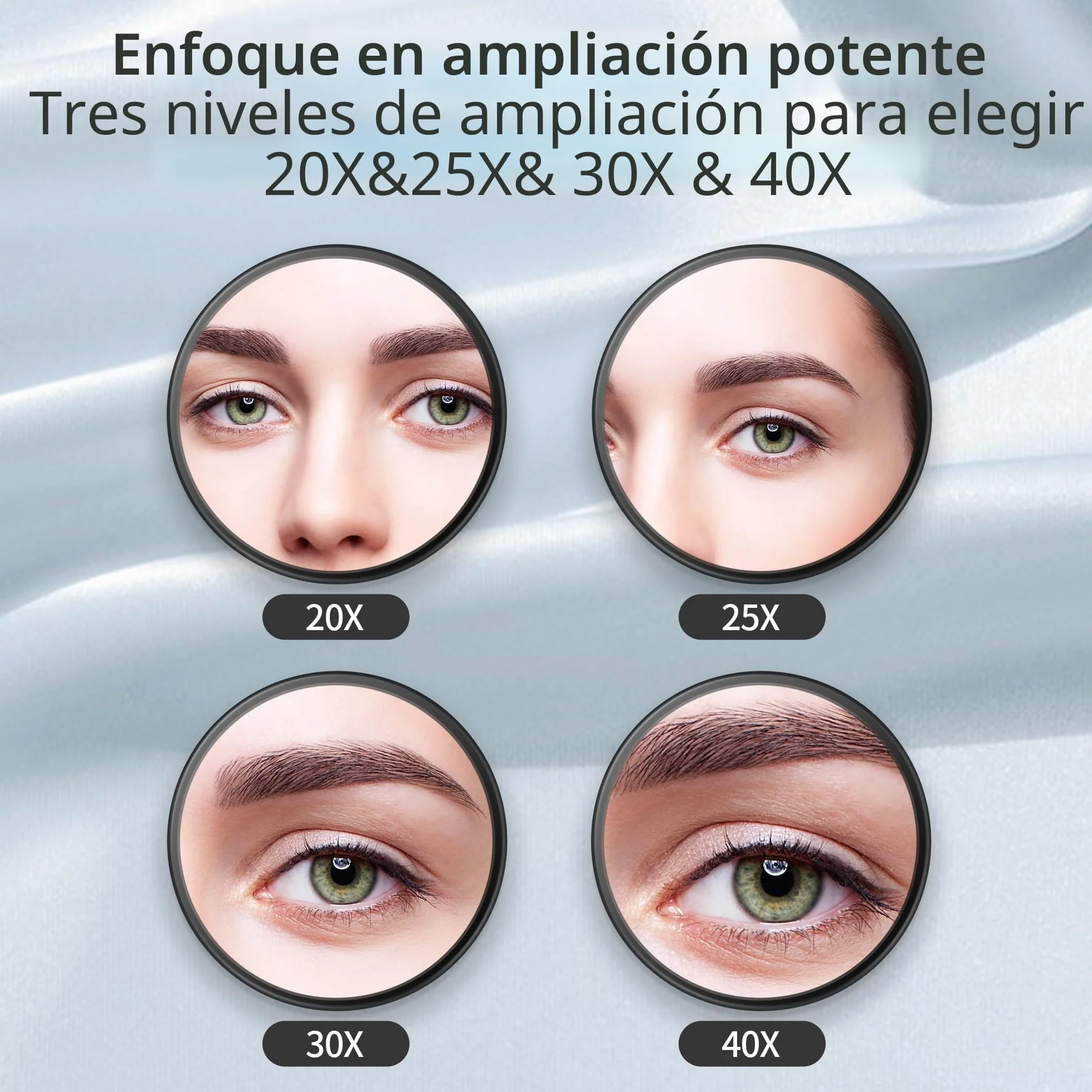 Miyadiva Espejo de aumento 40X 3.5 pulgadas redondo con ventosa pinzas acero inoxidable