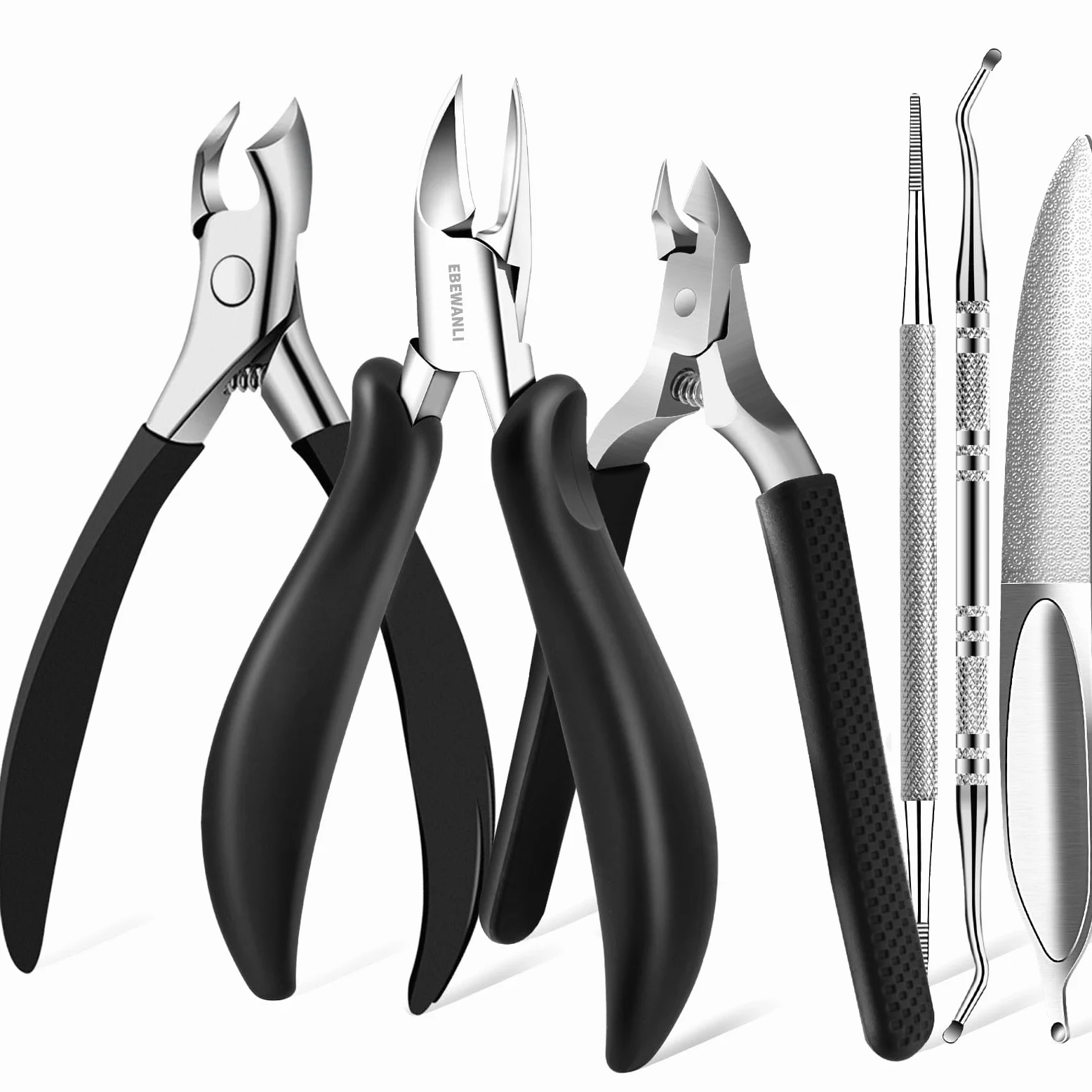 EBEWANLI Podólogo Cortaúñas para personas mayores, uñas gruesas y resistentes, cortaúñas encarnadas, lima y levantador de uñas encarnadas, juego de cortaúñas para hombres y mujeres