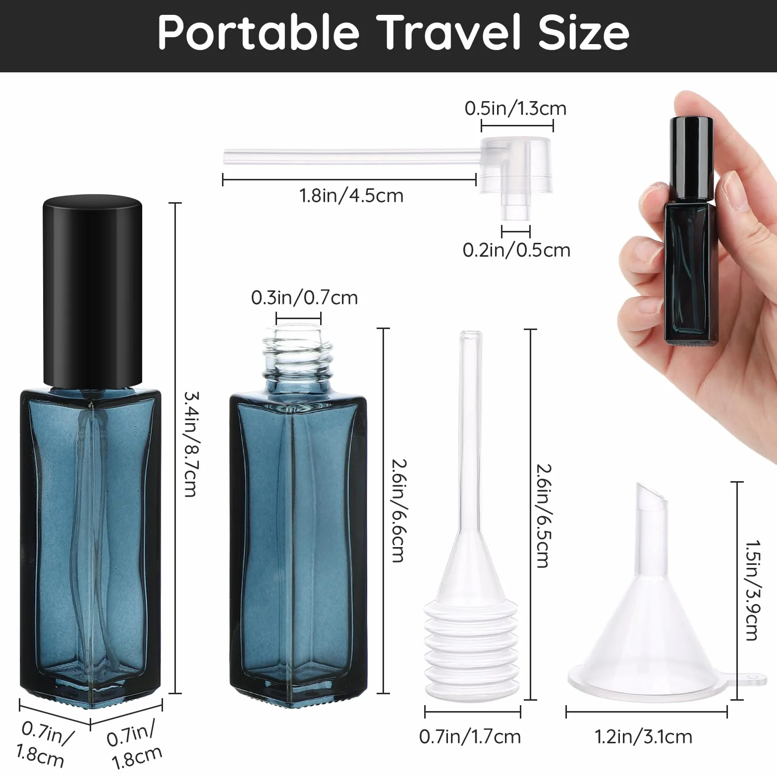 Segbeauty Atomizador Perfume Recargable 5 Piezas 10ml Portátil Contenedor de Viaje Azul Semitranslúcido