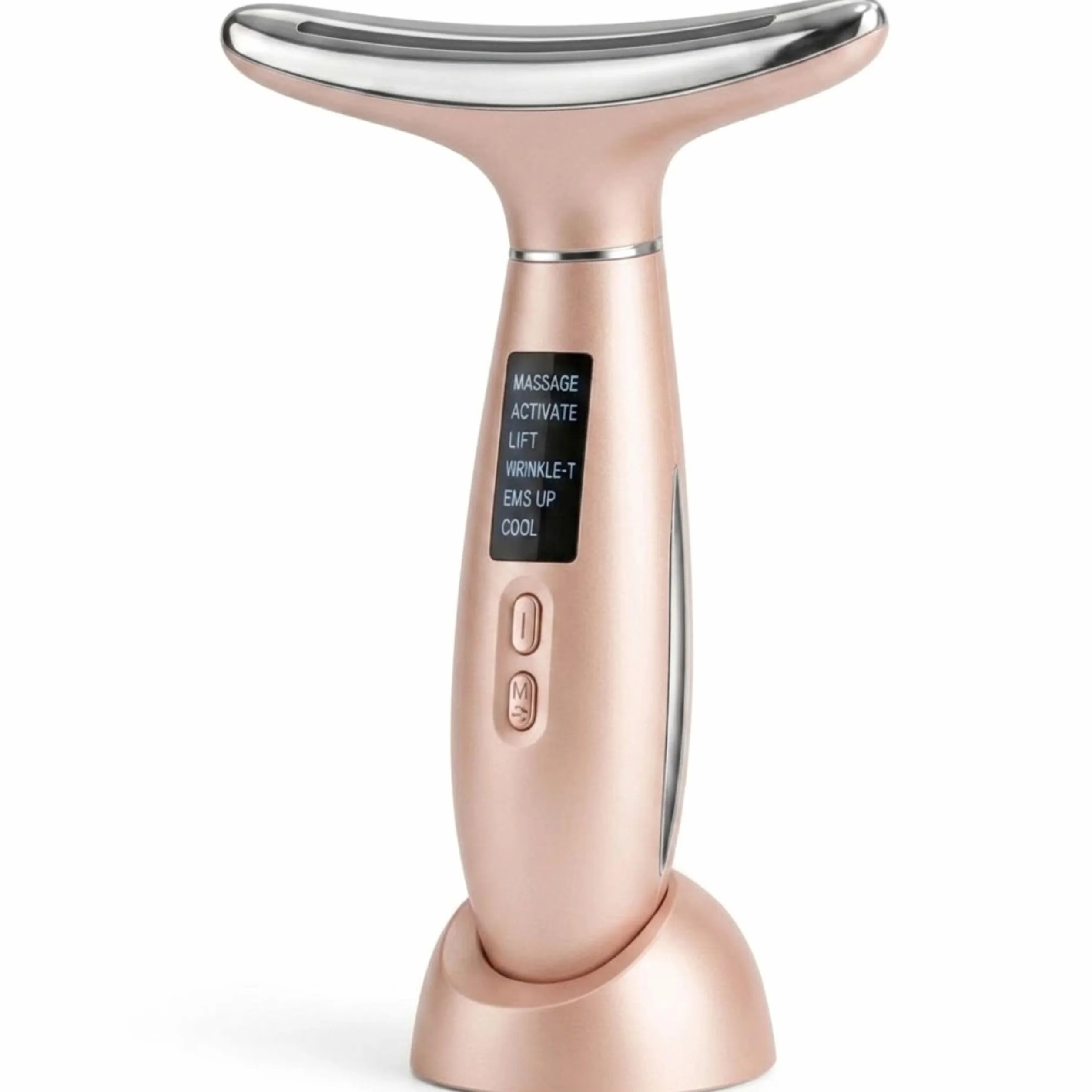 Masajeador Facial Antiarrugas Escultor Facial Lifting Eléctrico Fototerapia LED Quita Arrugas Cara Cuello Rosa