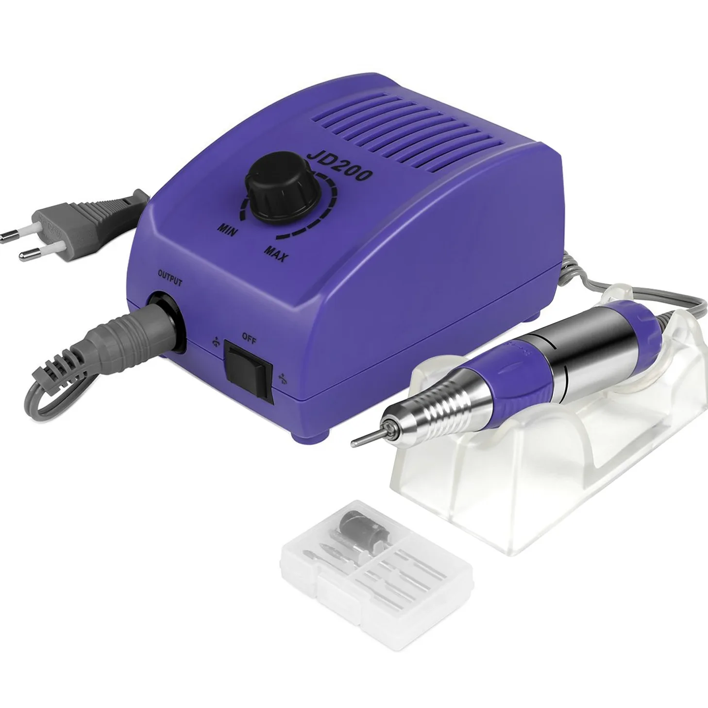 JSDA torno electrico para uñas, 30000 RPM, pulido y abrillantado de uñas, compacto y liviano pero potente para manicura y pedicura eléctrica, silencioso, color púrpura