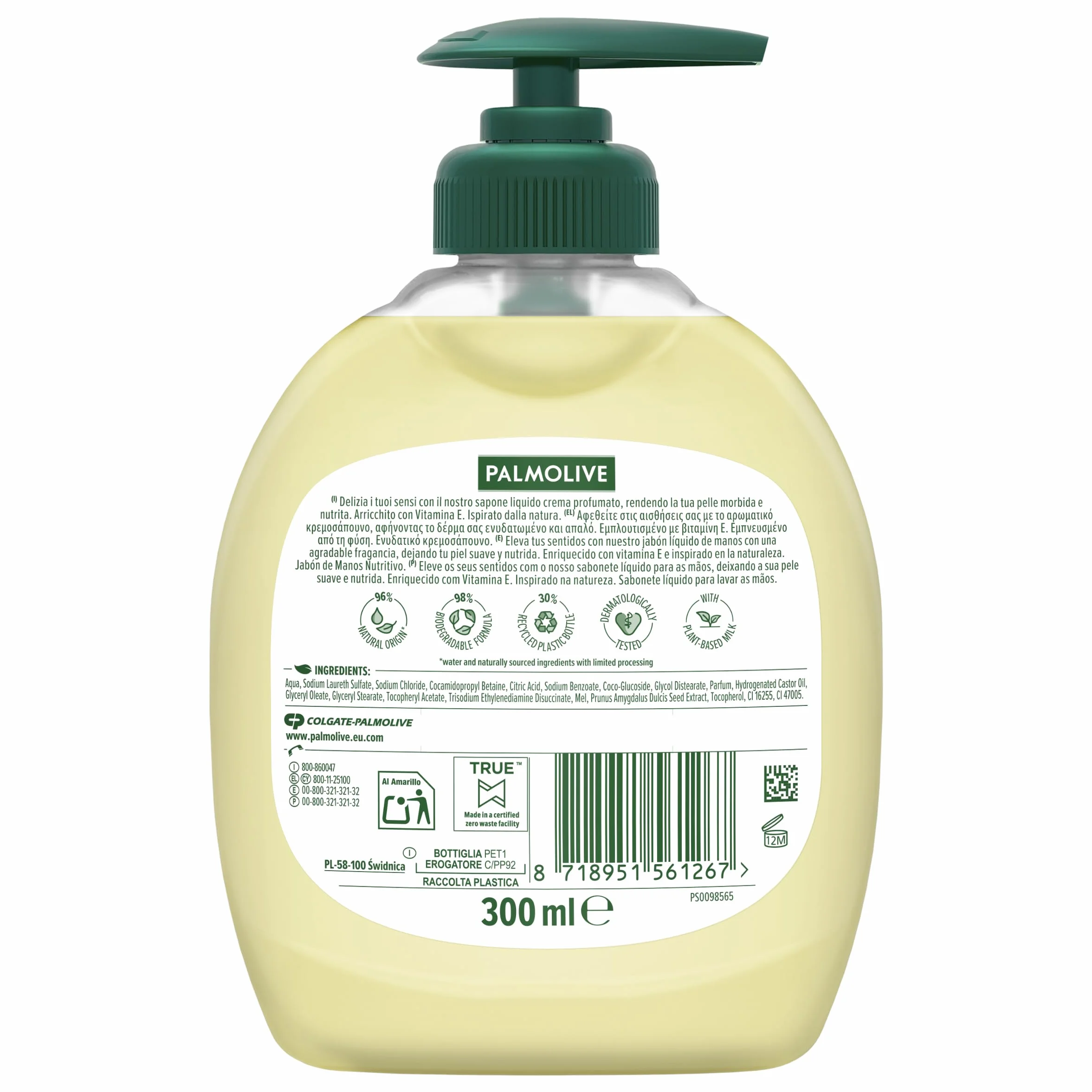 Palmolive Naturals Leche y Miel Jabón de Manos Líquido Pack 12 x 300 ml