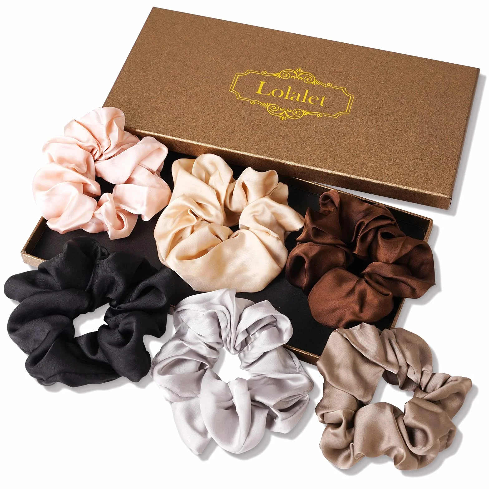 Lolalet Scrunchies Seda para Pelo de Mujer Lazos Suave Gomas Elástica para Cabello