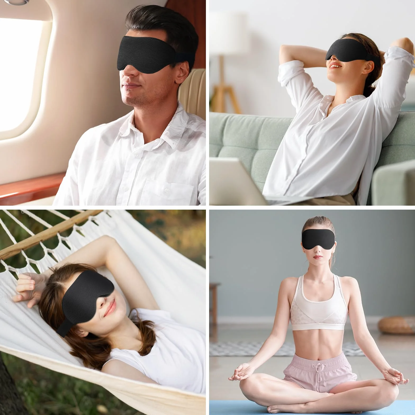 Antifaz para Dormir 3D Presión Cero Anti-Luz Suave Transpirable para Mujeres y Hombres
