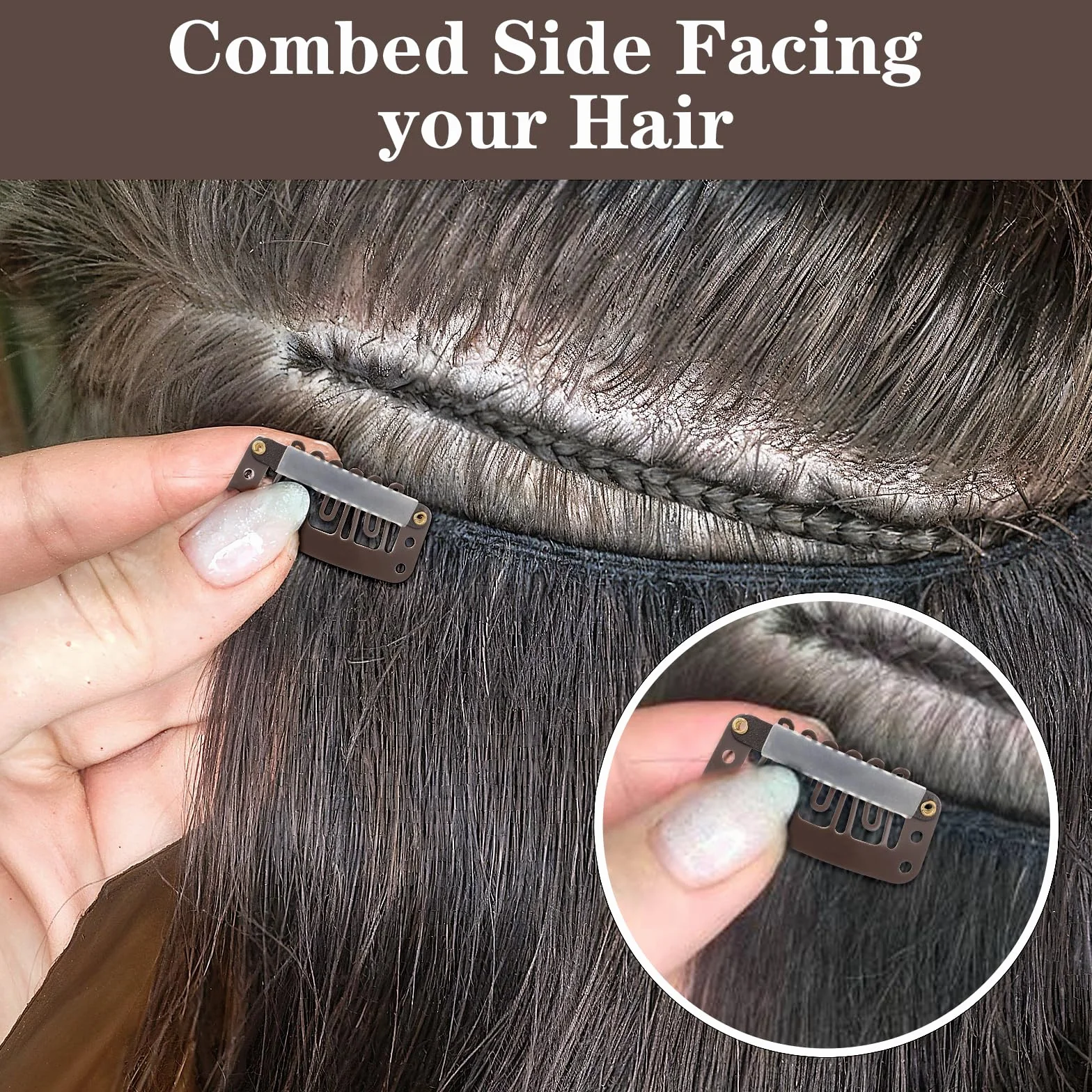 Larrel 30 Extensiones de Pelo, Brochas, Broches, Clips de Metal en Forma de U, Pinzas de Silicona para Pelucas de Mujer