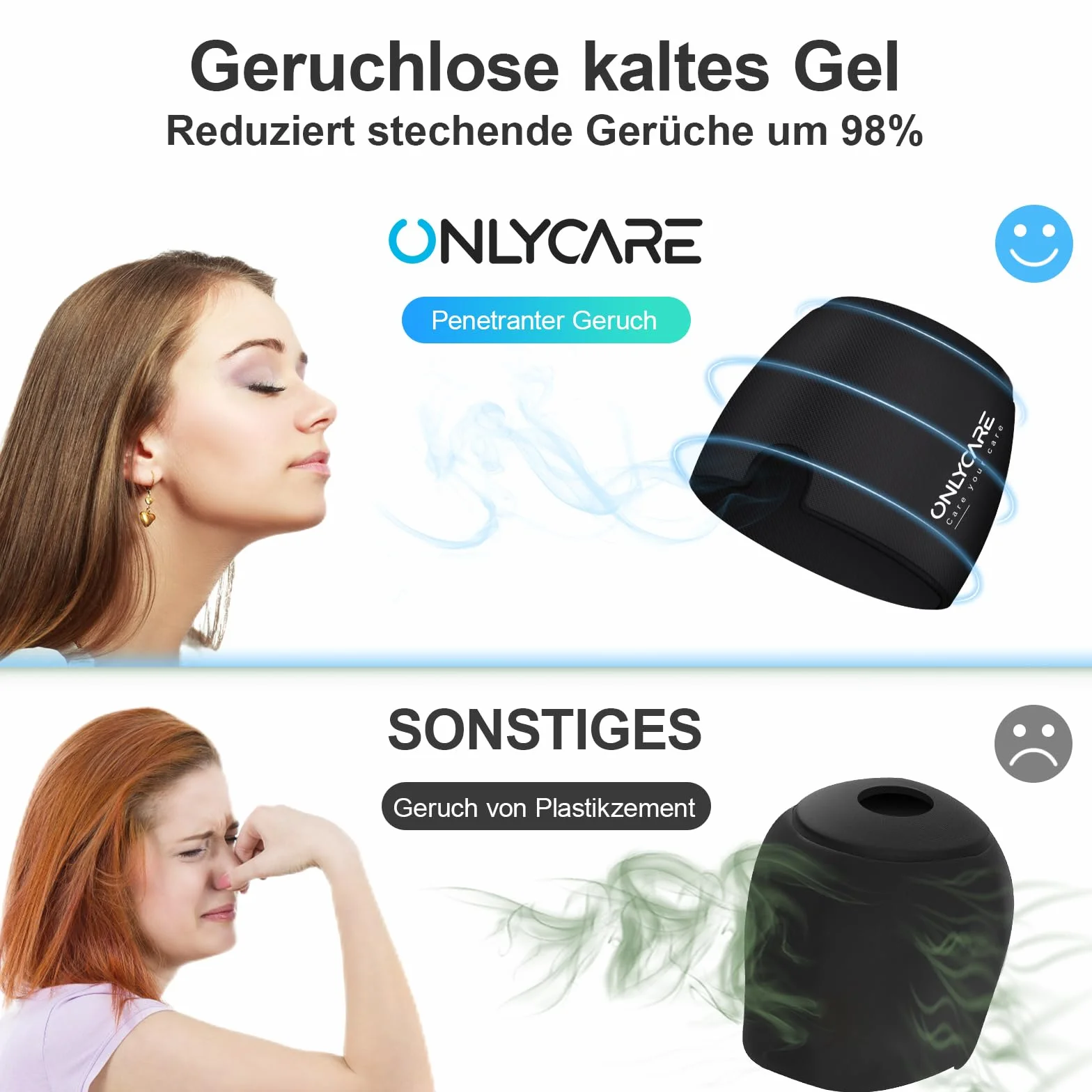 ONLYCARE Gorro Migraña Antifaz Frío Sin Sabor Gel Envolvente 360° Alivio Migraña Sinusitis Estrés Dolores Cabeza