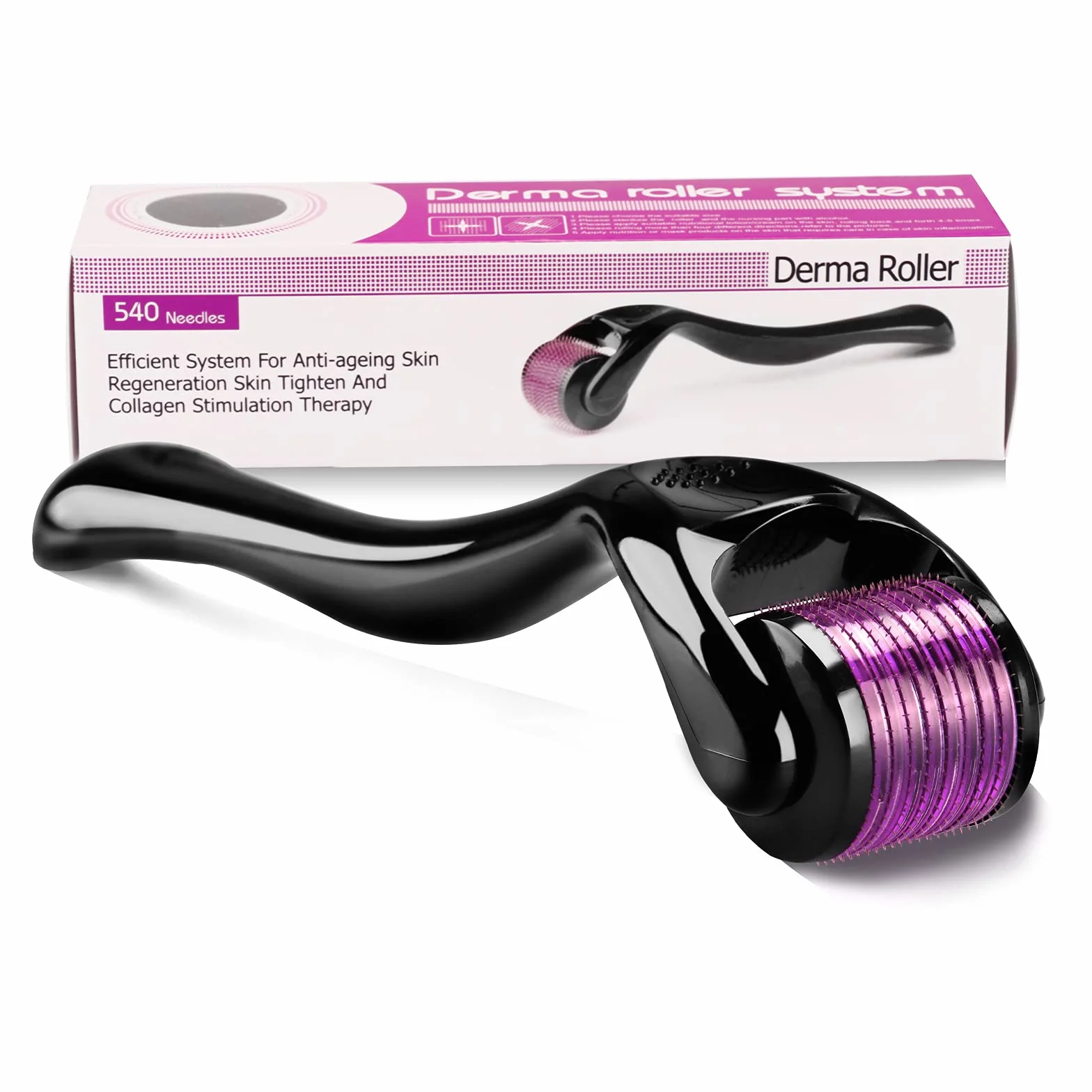 Derma Roller 2mm 540 Titanio Microneedle Roller Rejuvenecimiento Facial Anti-arrugas