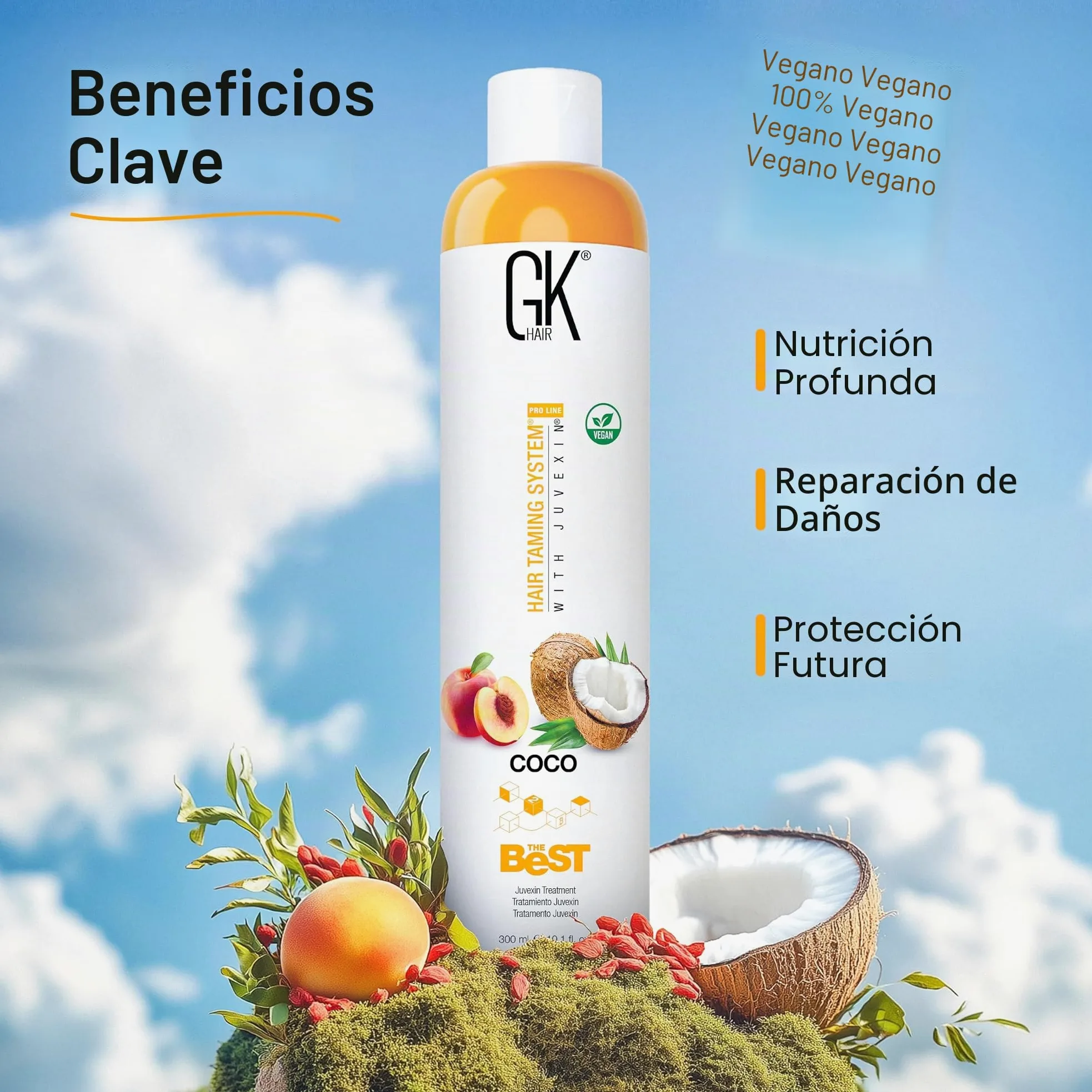 GK HAIR Global Keratin The Best COCO Professional Hair 300ml miglior kit professionale per capelli Trattamento lisciante e levigante per un naturale setoso e liscio