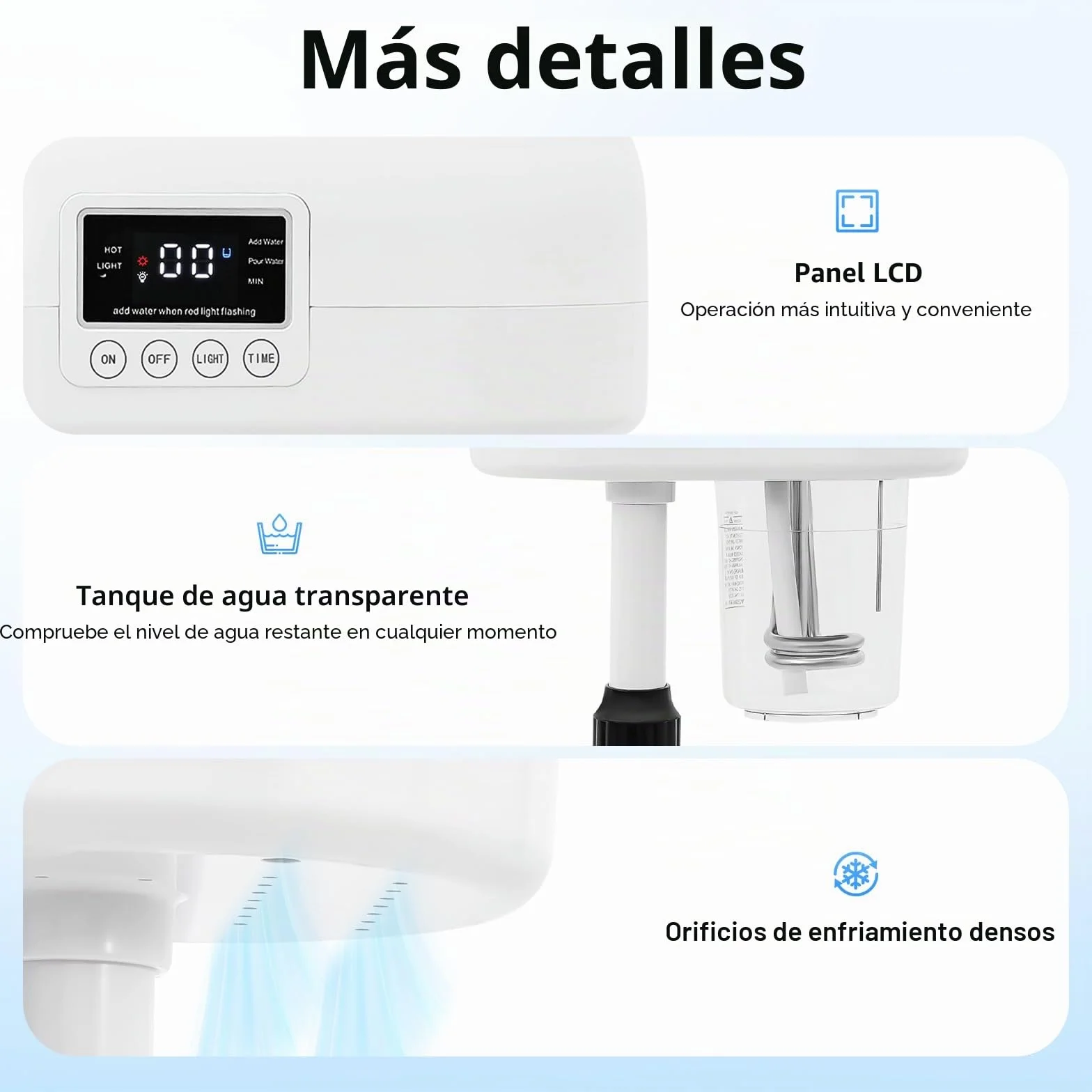 Profesional Vapor Facial Humidificador Brazo Giratorio Panel LCD Ozono Spray Caliente Limpieza Poros