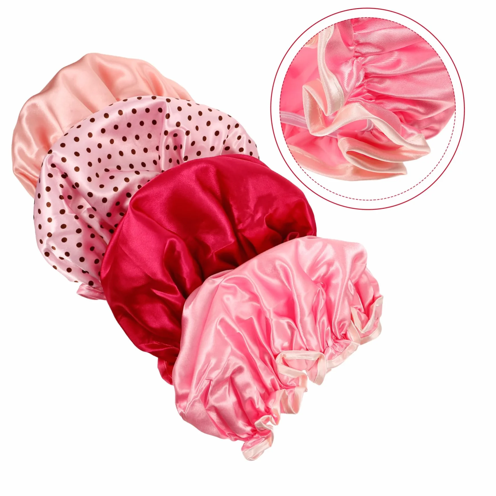 8 Pcs Pink Bonnet Ladies Hat Hats Silk Sleeping Cap Hair Sleeping Cap Bathing Caps Silk Bonnets Silk Sleep Cap Shower Caps Waterproof Shower Cap Miss Waterproof Cap Elasticity (Assorted Colorx2pc