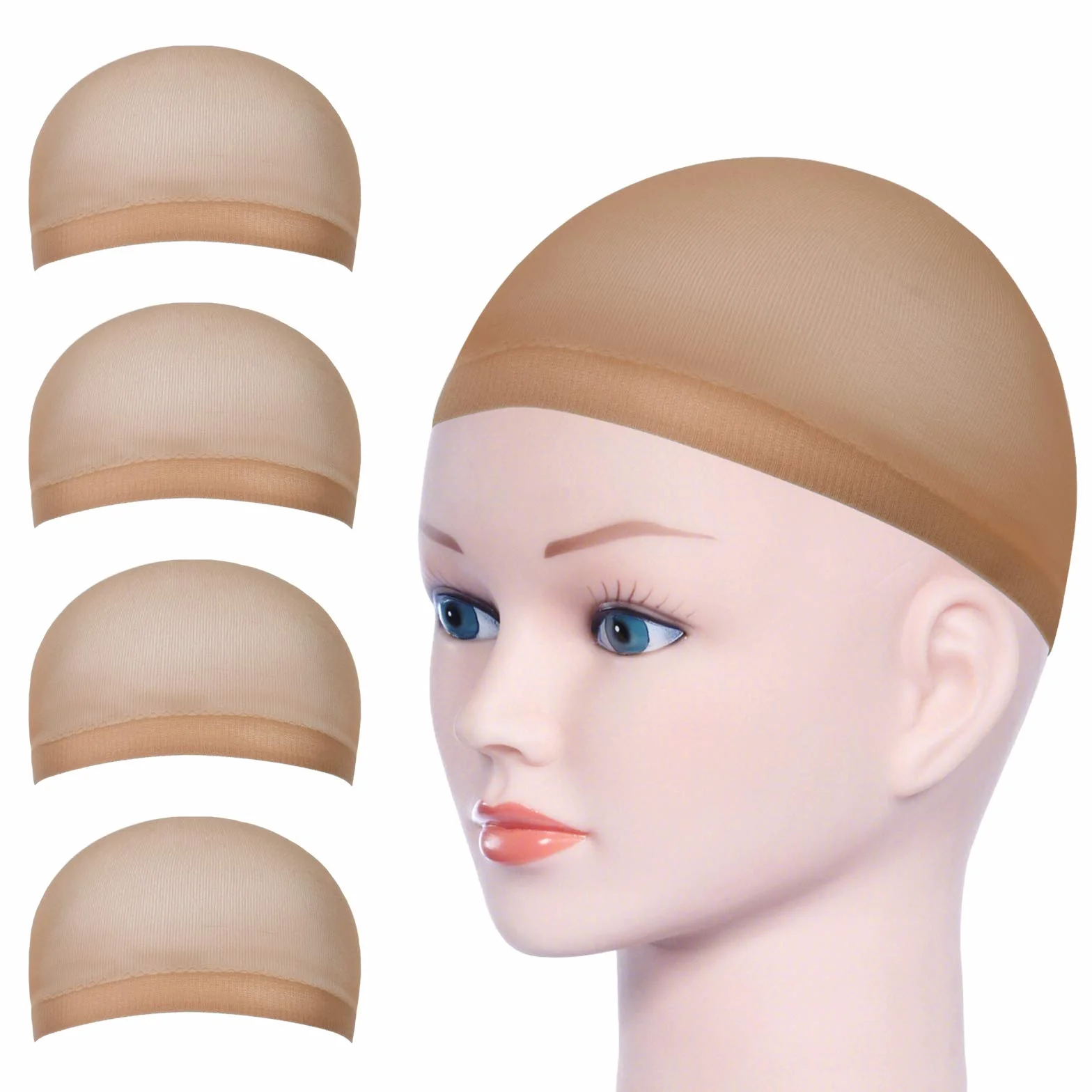 Redecilla Pelo 4pcs Gorro de Pelucas Nylon Elástico Transpirable Unisex Mujer