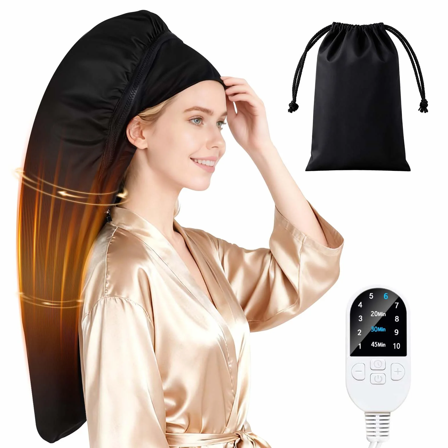 DEWEL Gorro Termico, Acondicionador Profundo para Cabello, Control Inteligente de Temperatura en 10 Etapas