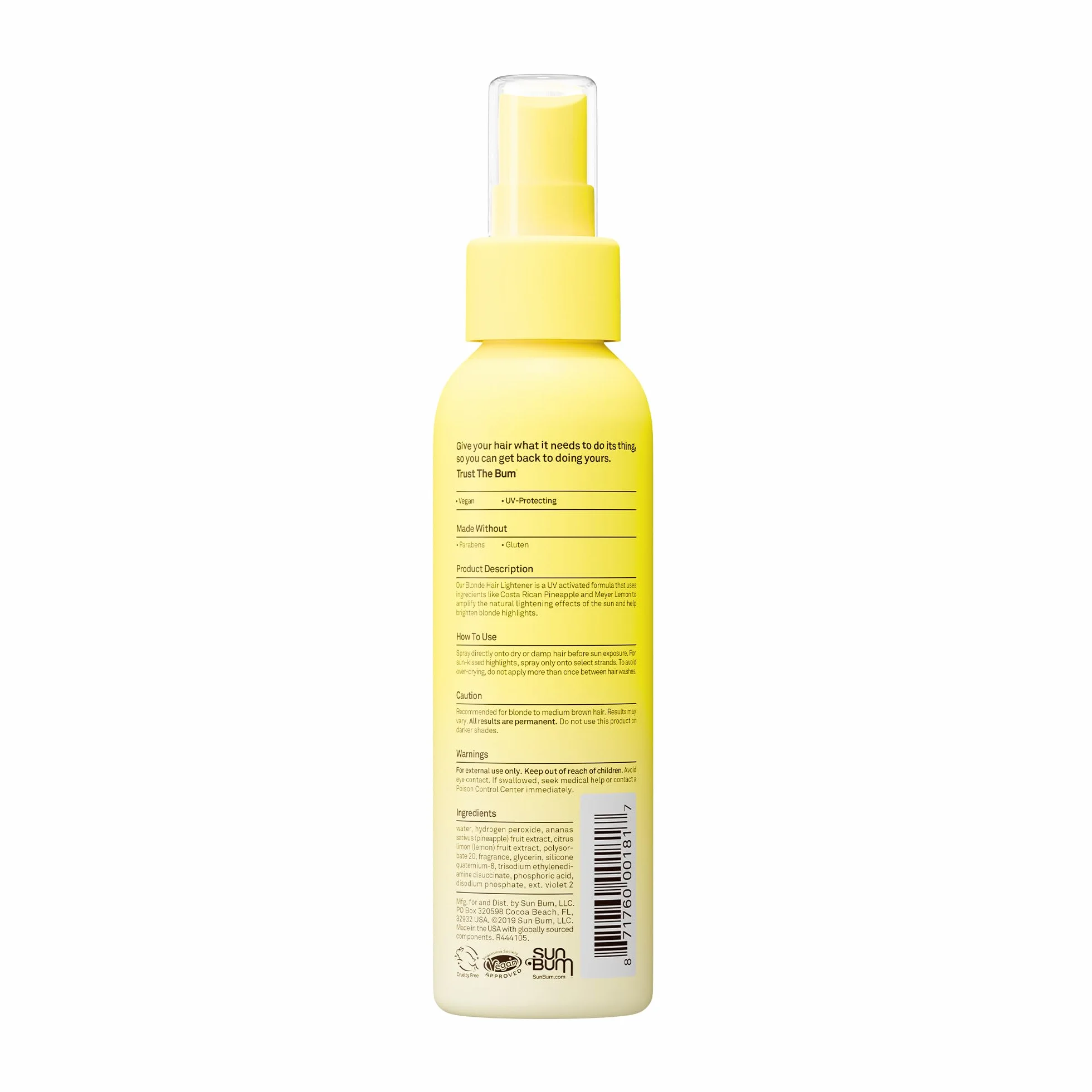 Sun Bum Blonde Formula Hair Lightener 4oz Spray Bottle Highlighting Spray