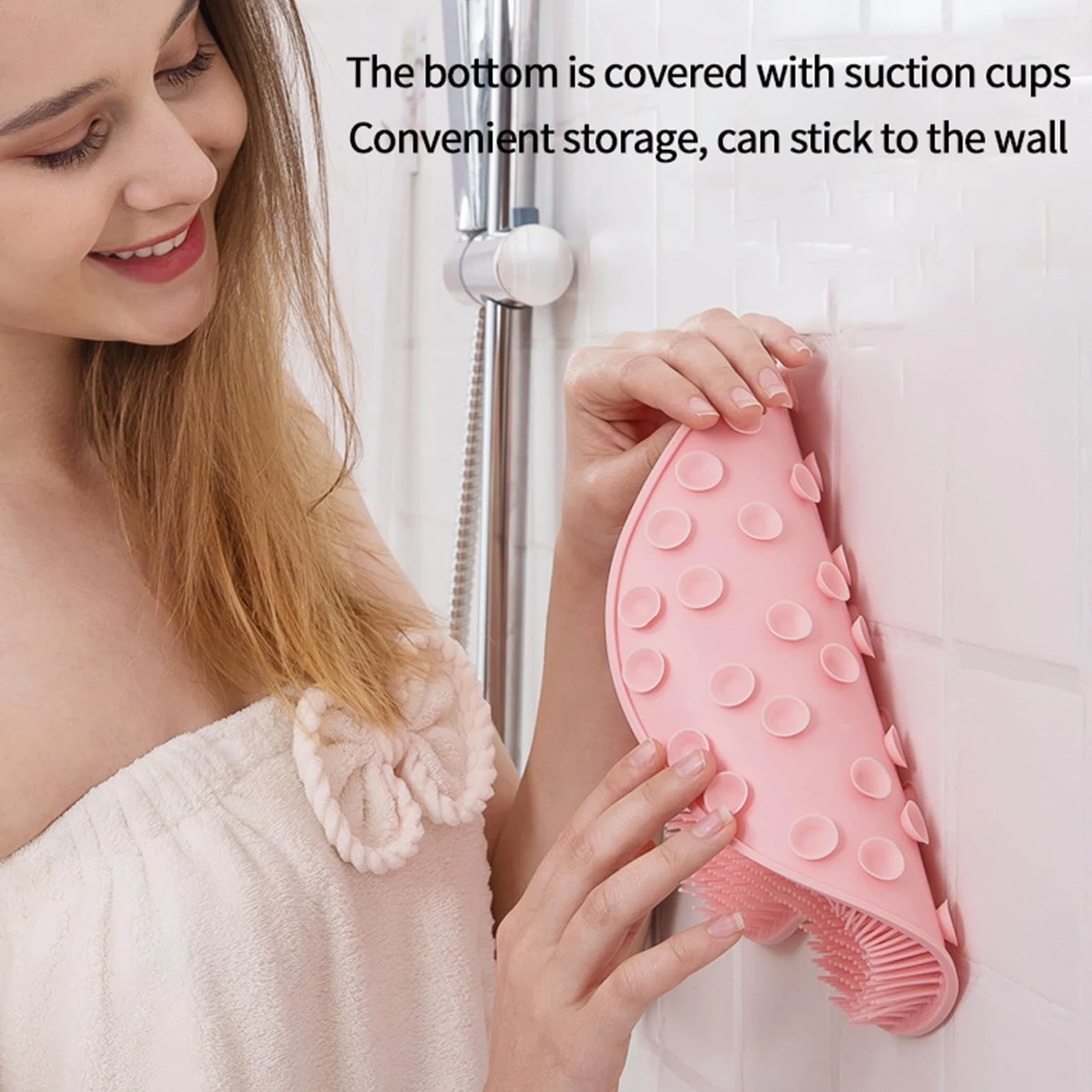 Masaje de Ducha Exfoliante for baño, Alfombra de baño, Cepillo de Masaje de Espalda, Lavado de pies de Silicona, Herramienta de Limpieza Corporal, 2 uds. para Baño(Green)