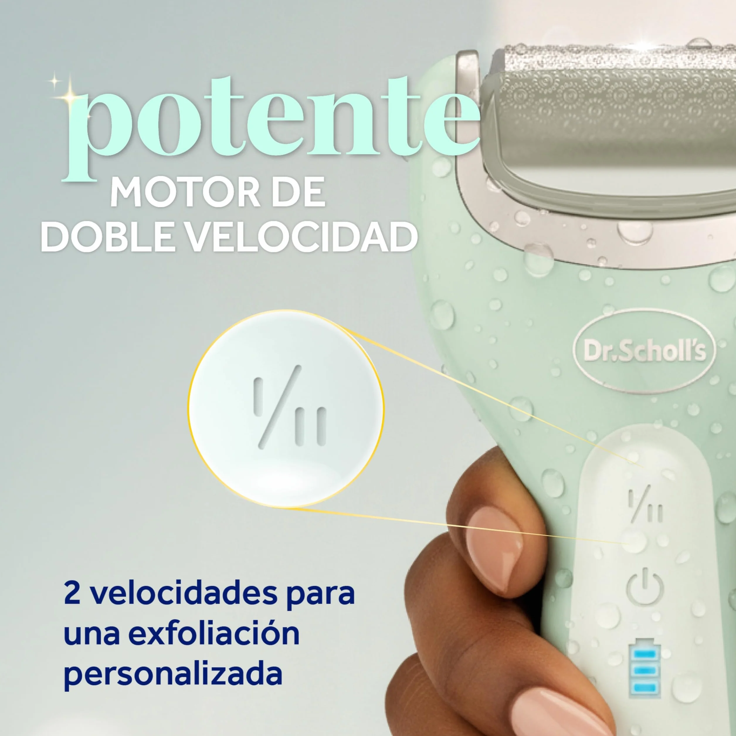 Dr. Scholl's Pedi Perfect Pro Pedicura Eléctrica Profesional Elimina Callos y Durezas, Lima Eléctrica Recargable Impermeable, 3 Cabezales