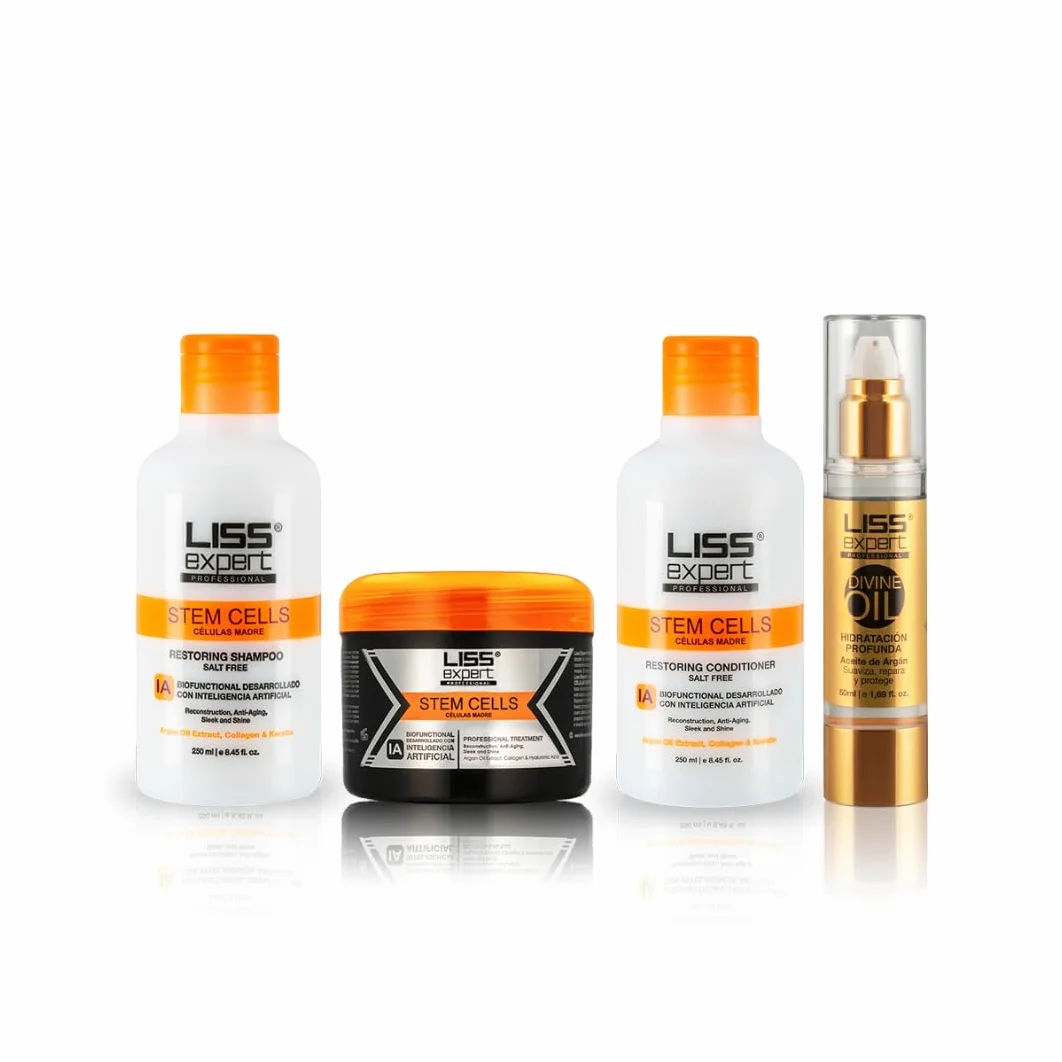 Liss Expert Kit Alisado Y Mantenimiento IA Con Células Madre – Keratina, Colágeno Y Aceite De Argán – Tratamiento Profesional – Hidratación Profunda
