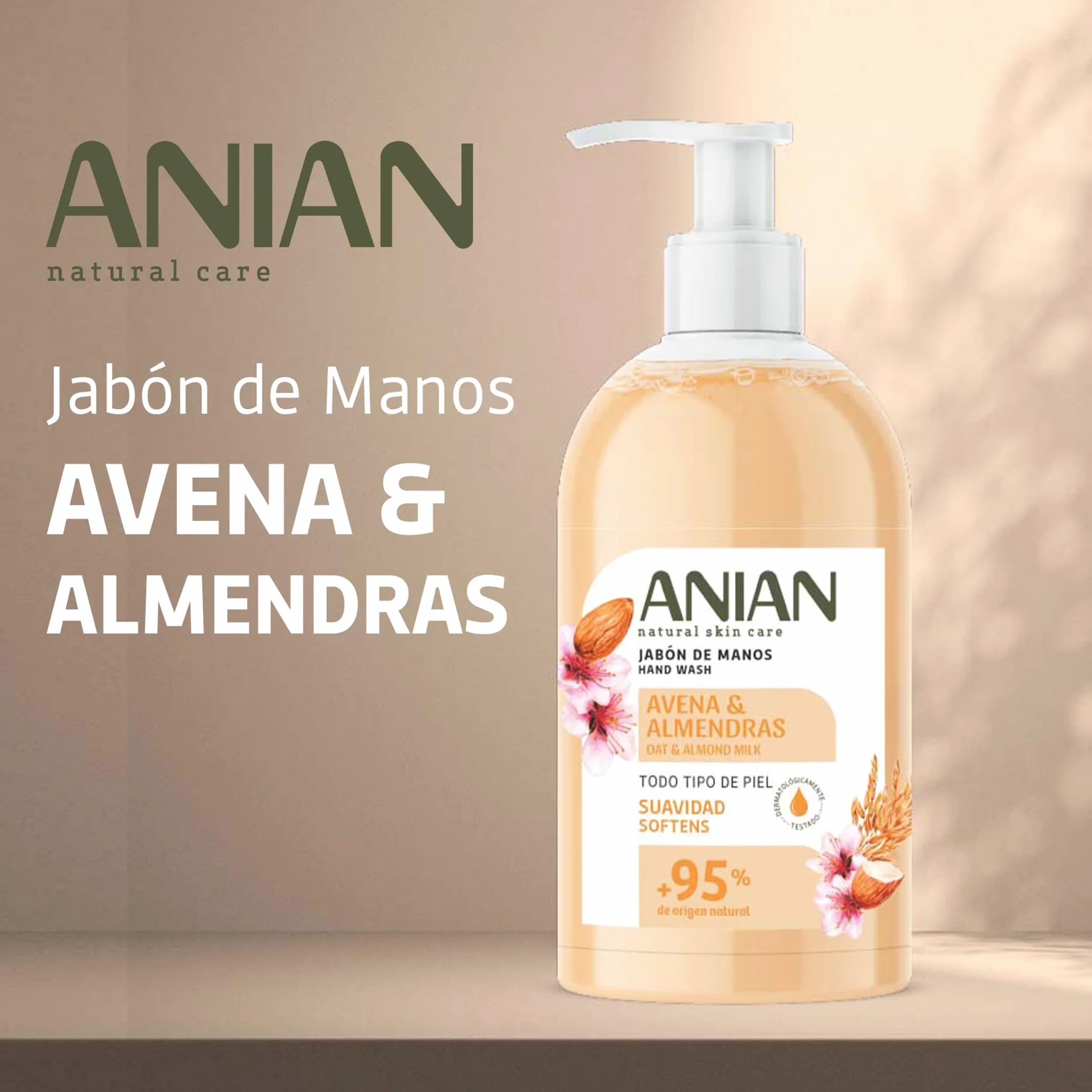 Jabón de Manos Avena y Almendras 500 ml Piel Sensible Calma e Hidrata