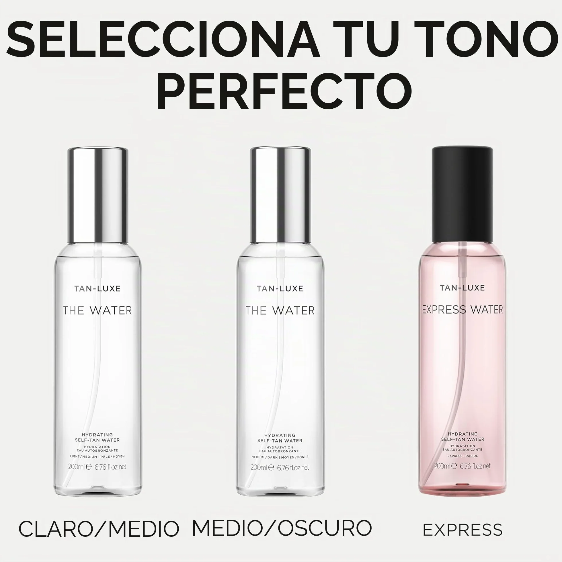 TAN-LUXE THE WATER agua autobronceadora, ligera/media (200 ml), agua autobronceadora, libre de crueldad animal y vegana