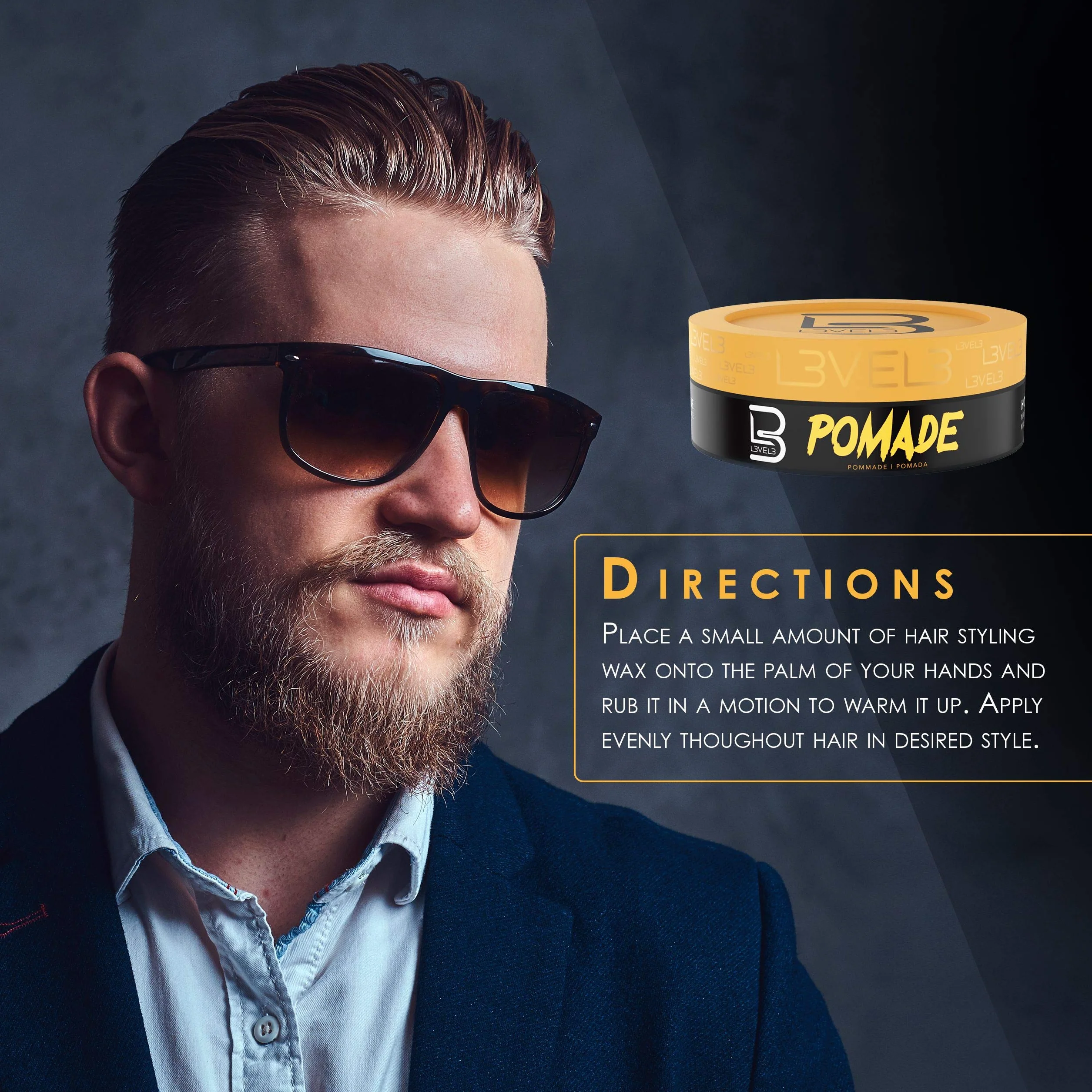 L3VEL3 Pomade 500 ml Extreme Hold Keratin Infused Flake Free