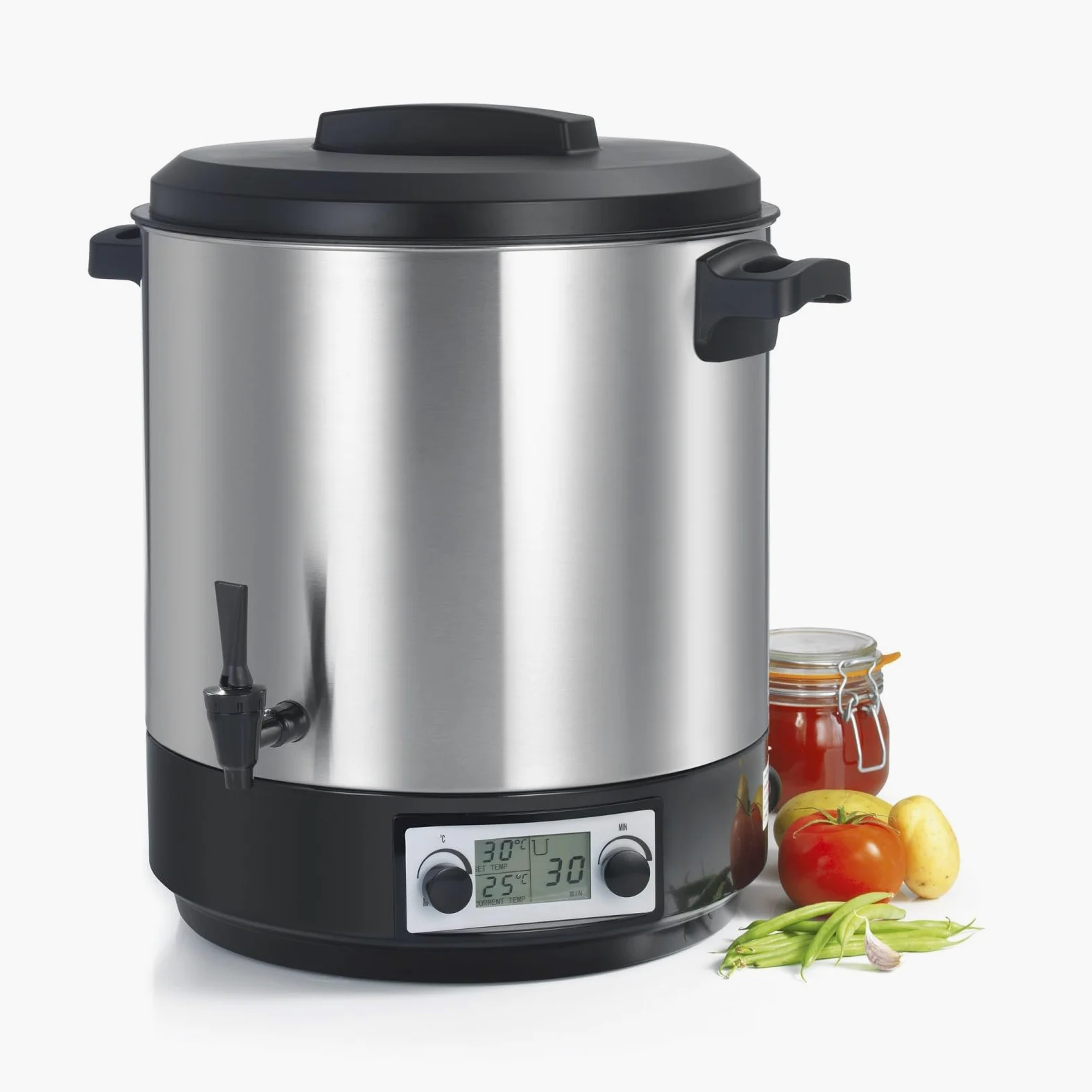 Robby esterilizador eléctrico lcd con grifo y temporizador 31l 2000w acero inoxidable steri pro inox xl lcd