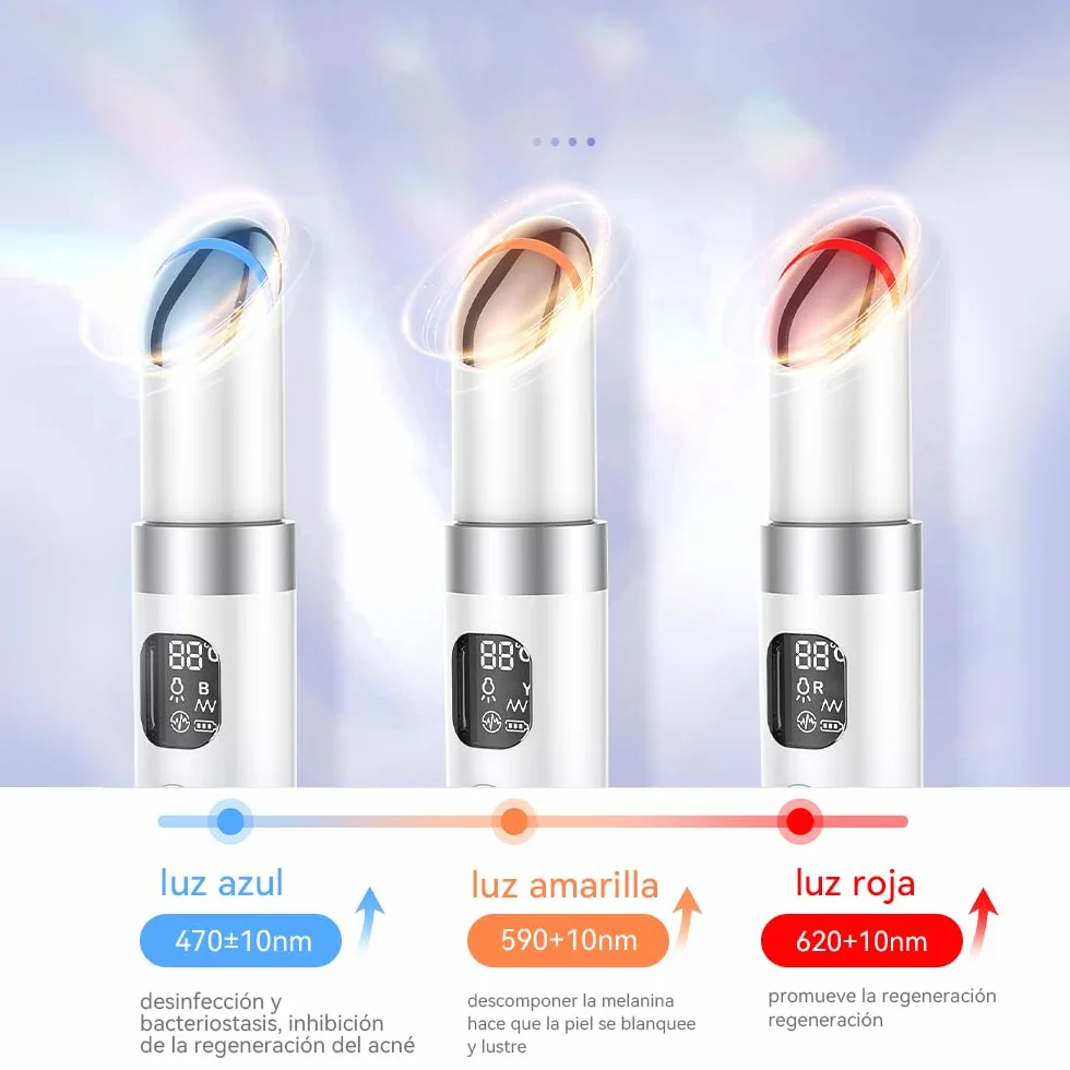 ANLAN Masajeador de Ojos Eléctrico, EMS Dispositivo Antiarrugas, 3 Modos LED Terapia, 38-45℃ Compresa Caliente