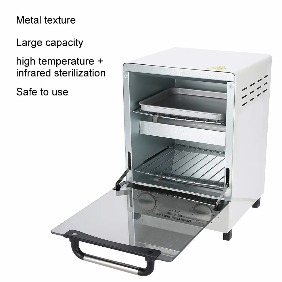 Dioche Esterilizador de alta temperatura, 10 l caja de esterilización, armario de esterilización infrarroja, dispositivo desinfectante para accesorios de manicura y herramientas de peluquería
