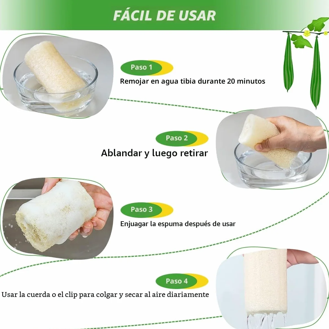 Esponjas Naturales Luffa Scrubber Exfoliante para Baño y Cocina 6 Piezas