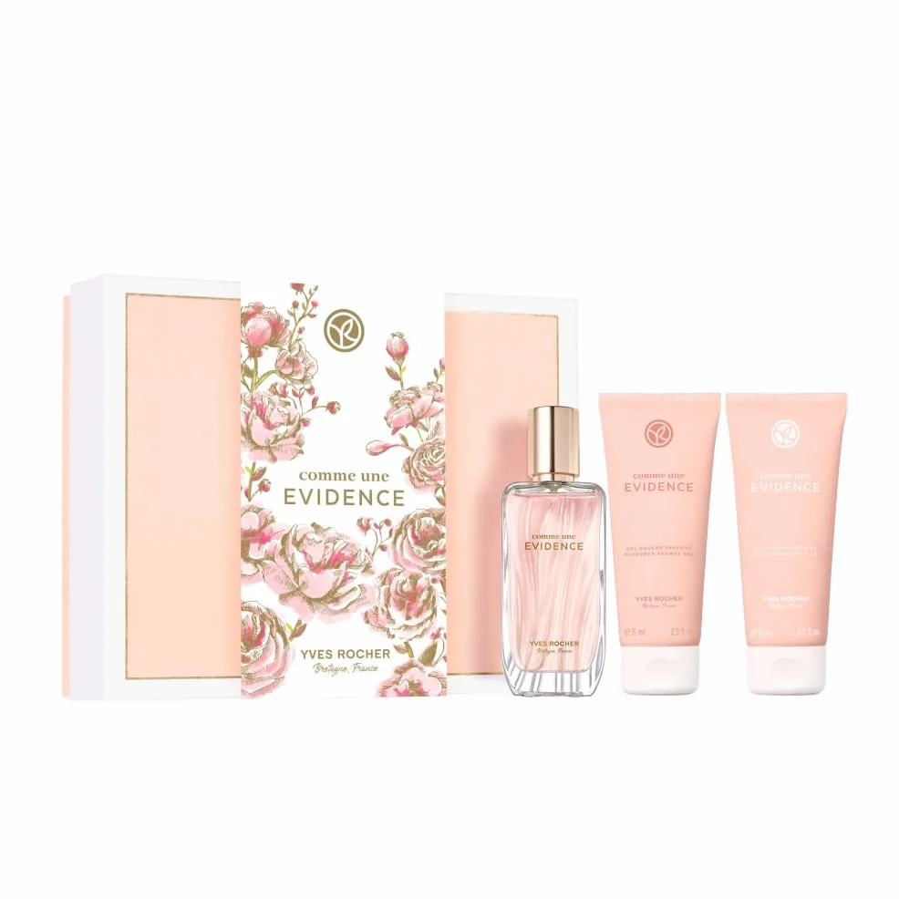 Yves Rocher COMME UNE EVIDENCE Set de Regalo Mujer Eau de Parfum 50 ml Gel Ducha 75 ml Leche Corporal 75 ml Edición Limitada