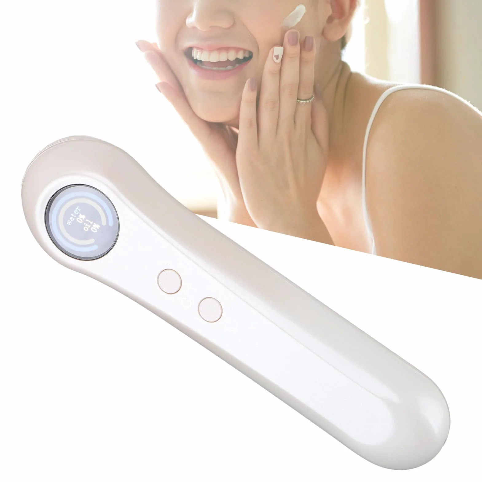 Analizador Digital de Precisión del Contenido de Aceite de la Piel, Monitor Detector de Probador de Humedad Facial, Analizador de Humedad de la Piel para Niñas y Mujeres