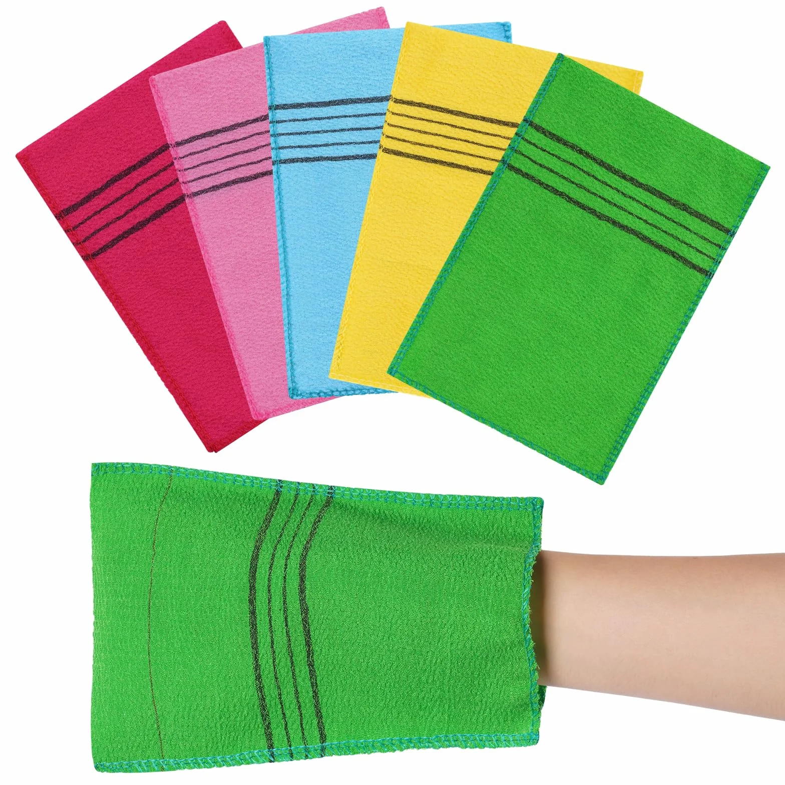 Guante Exfoliante Coreano, 5pcs Esponja Exfoliante Corporal para Limpieza Profunda