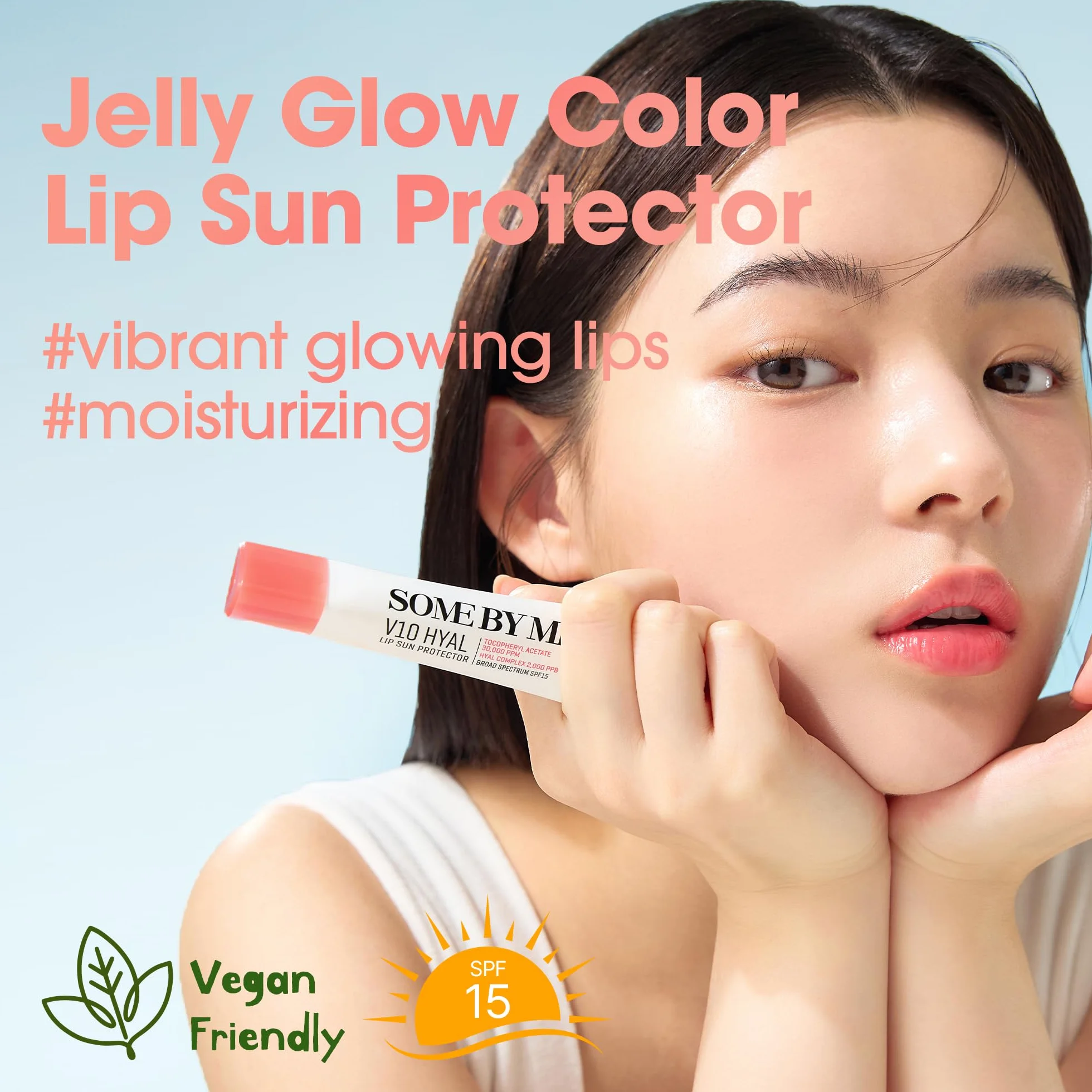 SOME BY MI V10 Hyal Lip Sun Protector Rosy Bálsamo labial coreano SPF 15 13g Pack de 2