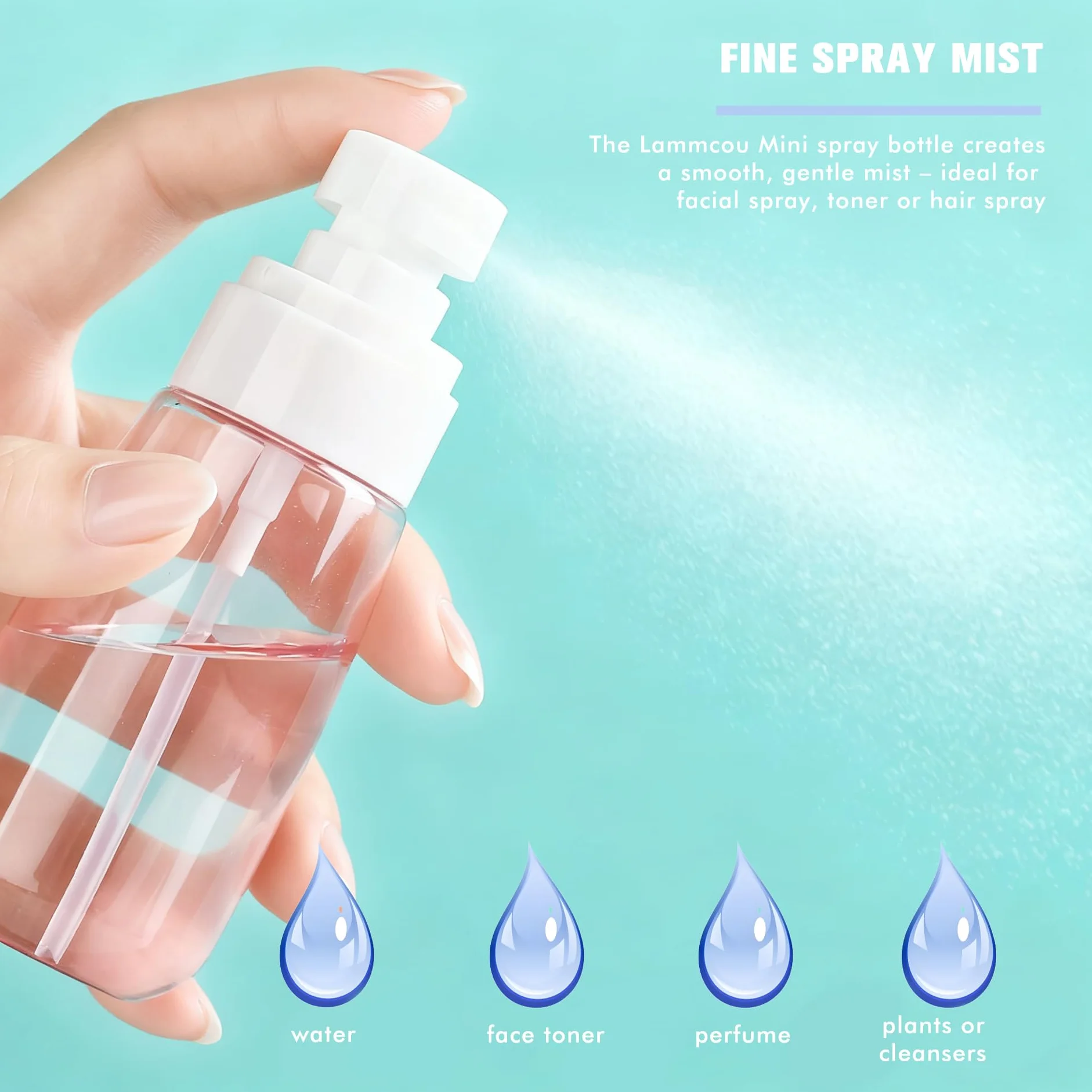 Spray pequeñas botellas de vapor reutilizables a prueba de fugas tamaño viaje TSA 60ml 3 unidades