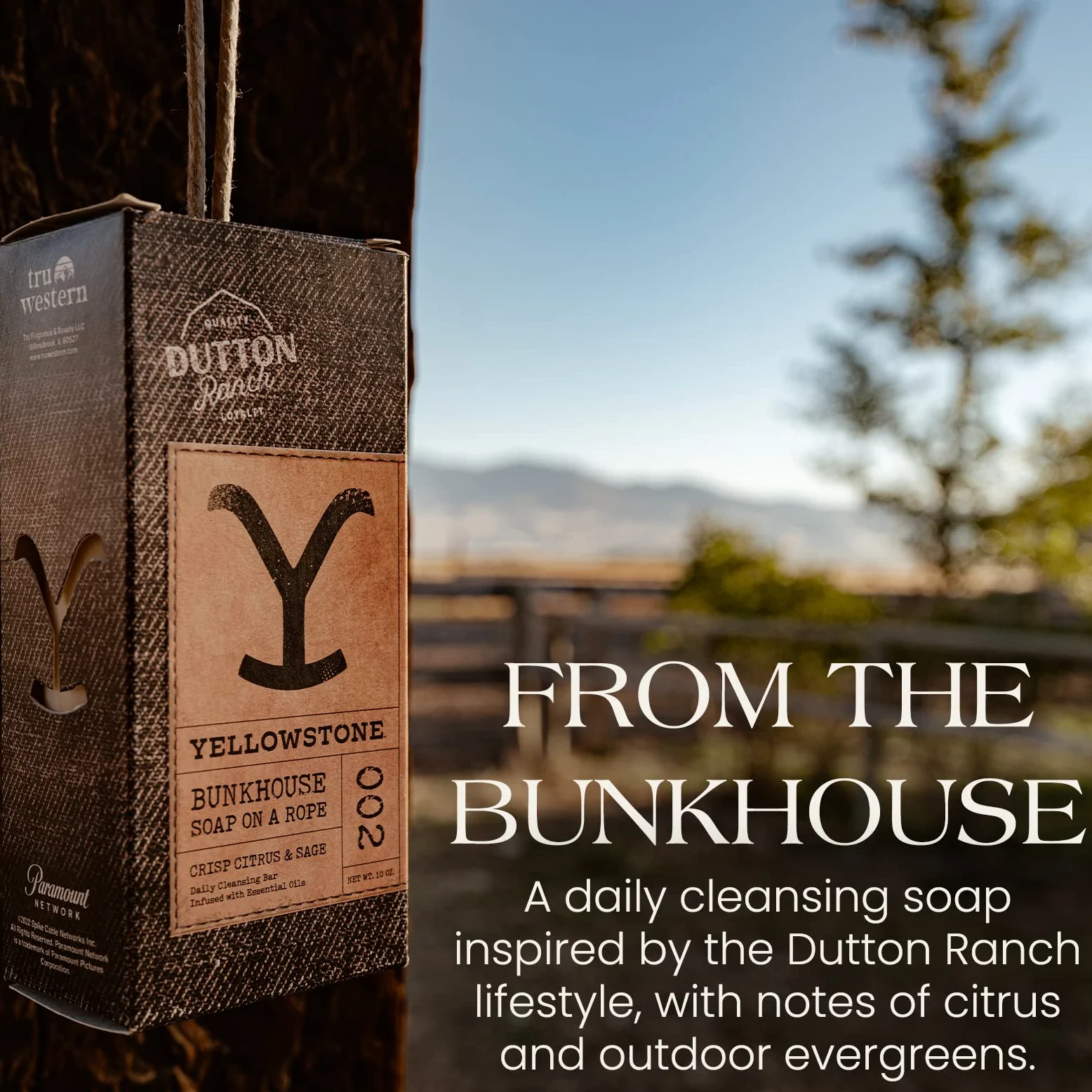 Yellowstone Bunkhouse - Jabón artesanal en barra de Tru Western, jabón con licencia oficial de Yellowstone de Paramount Network, cítricos crujientes y salvia, 10 onzas