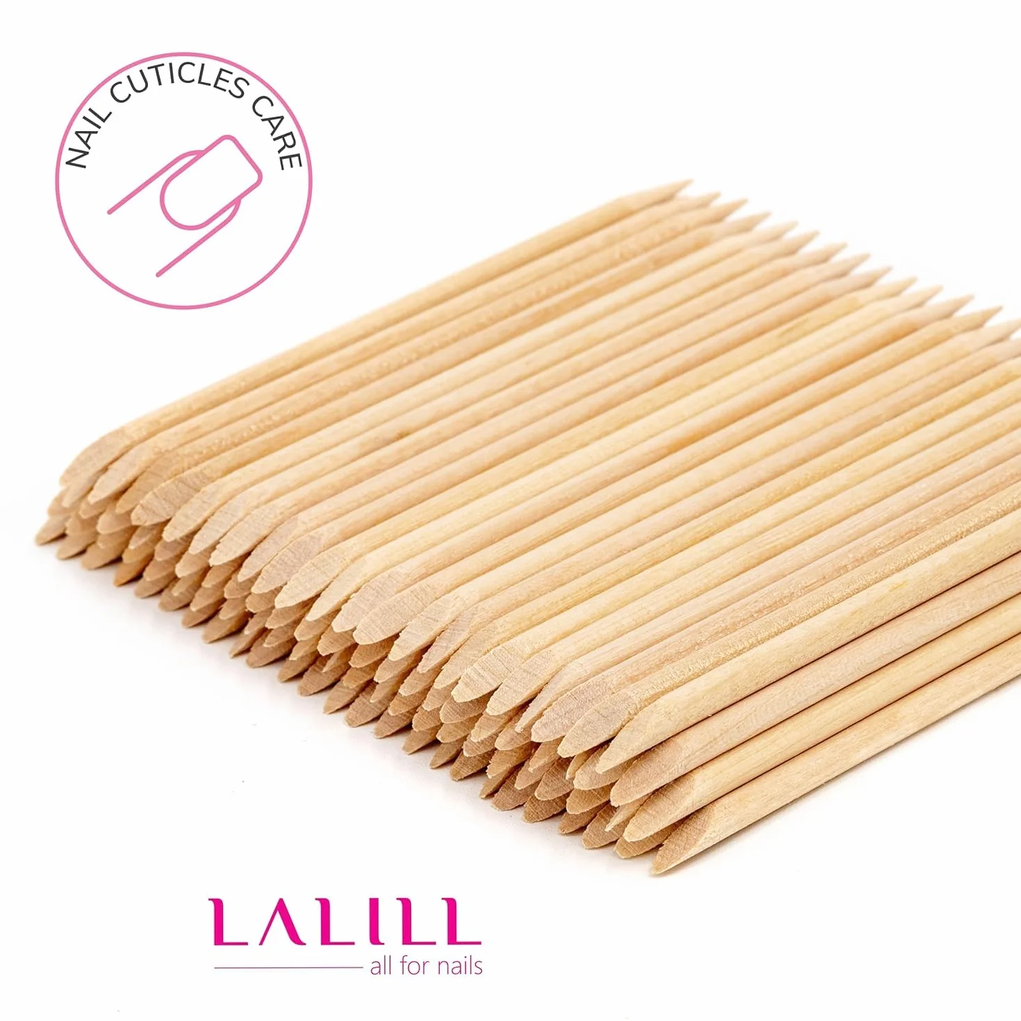 LALILL Palitos de Naranjo 100 Piezas - Palillos de Madera para Cutículas - Manicura, Pedicura, Nail Art, Uñas, Belleza, Pestañas, Tatuajes, DIY