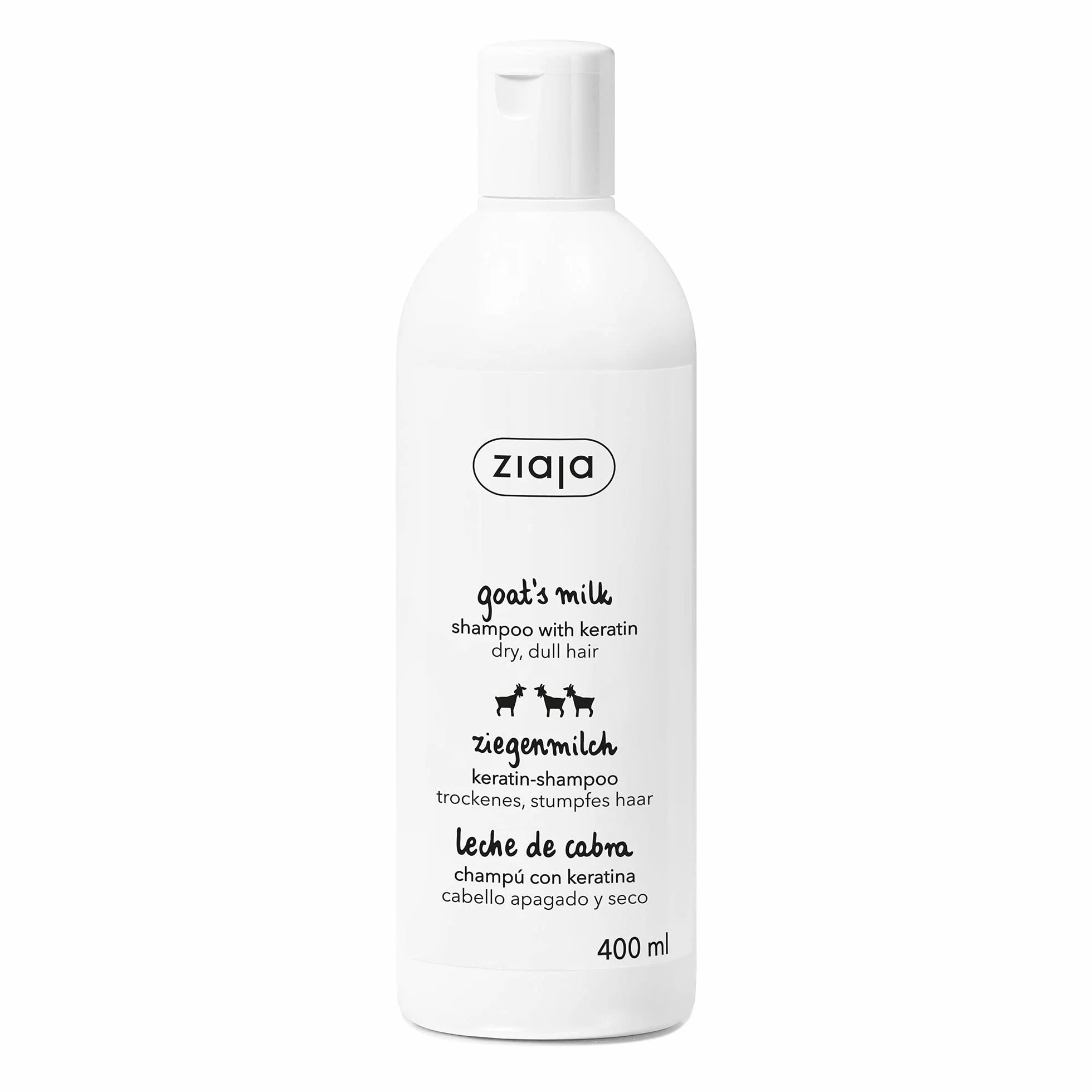 ZIAJA Champú Leche de Cabra con Keratina 400ml – Sin Silicona, Parabenos ni SLES