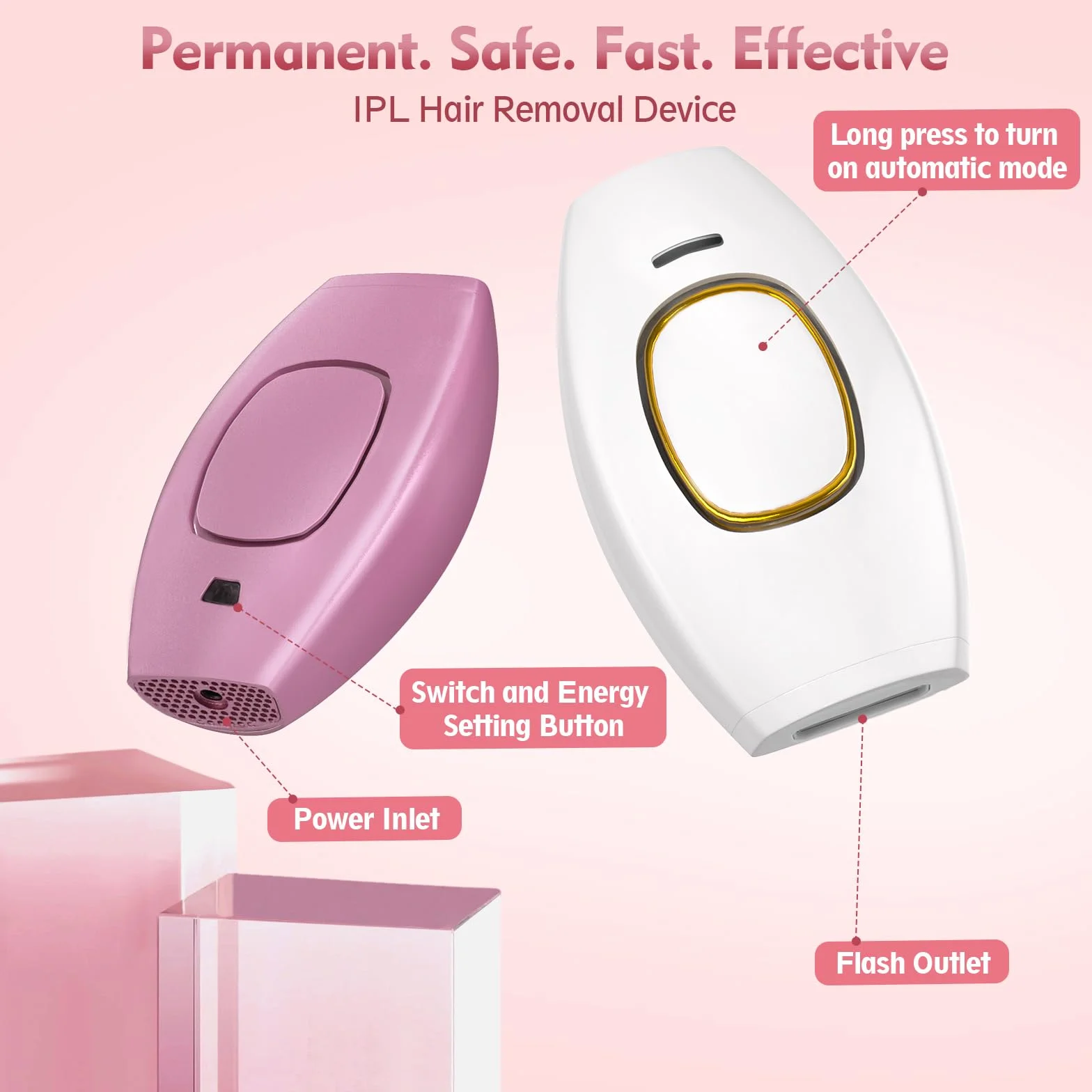 Depiladora Laser IPL 999,999 Flashes Luz Pulsada 5 Niveles de Energía para Mujer Hombre Cara Brazos Piernas